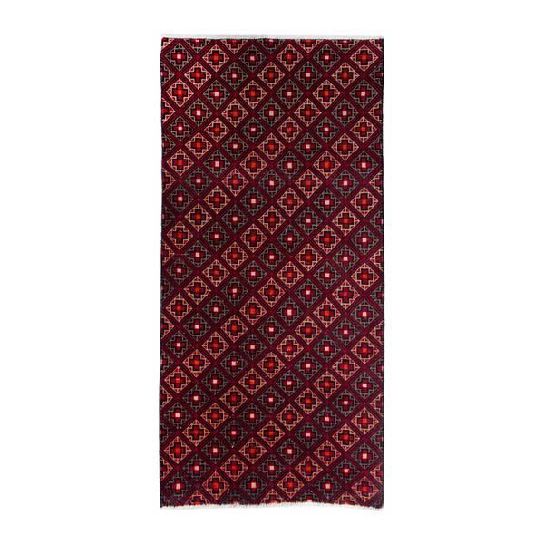 Persian Baluch runner rug in burgundy and deep red, 2'11" x 6'3"