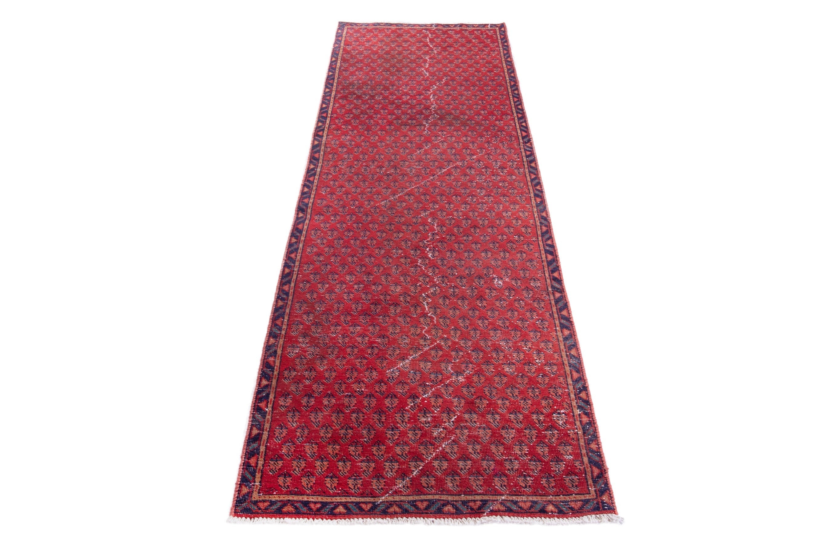 Persian Arak runner rug in deep red and burgundy, view 3 of 19