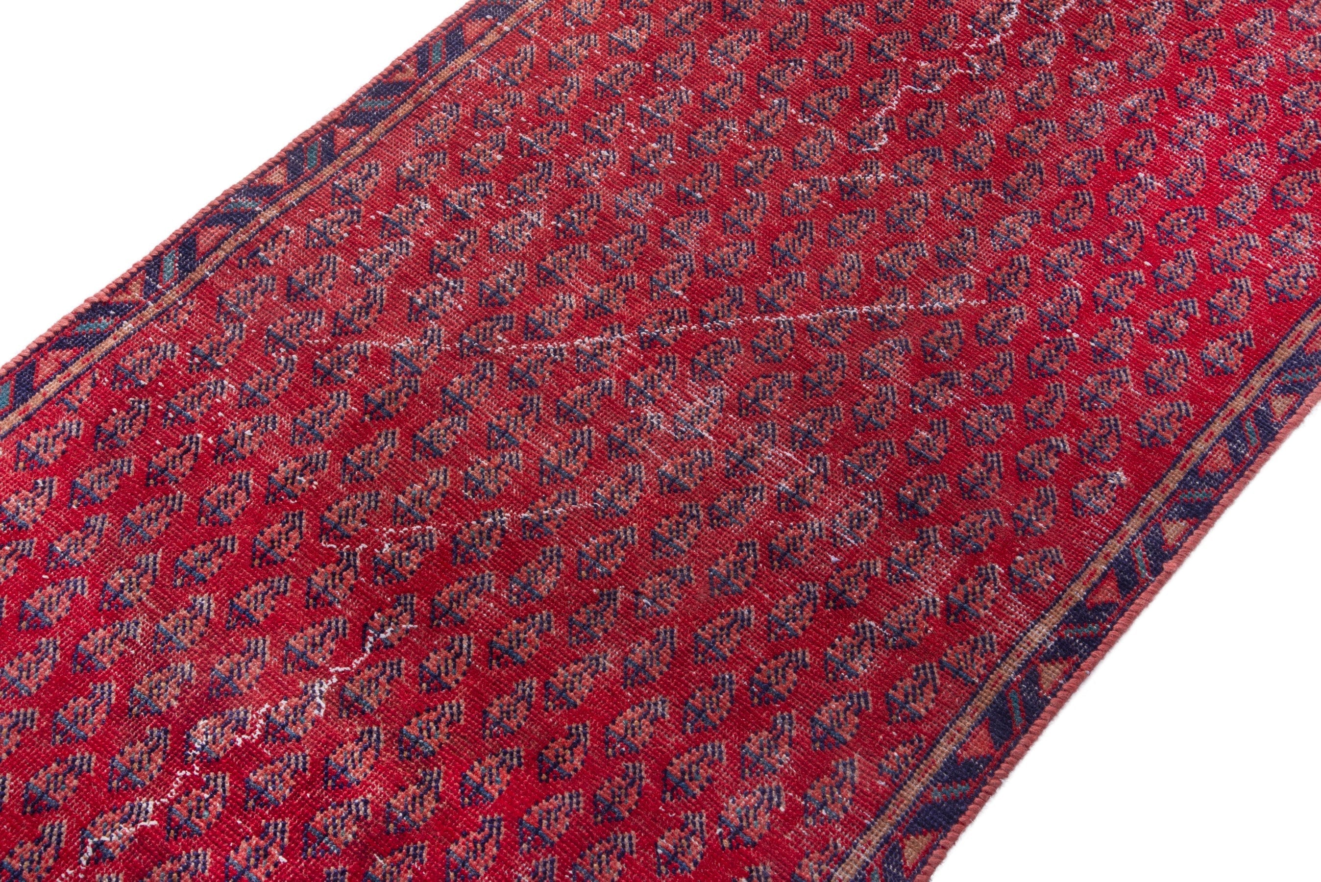 Persian Arak runner rug in deep red and burgundy, view 4 of 19