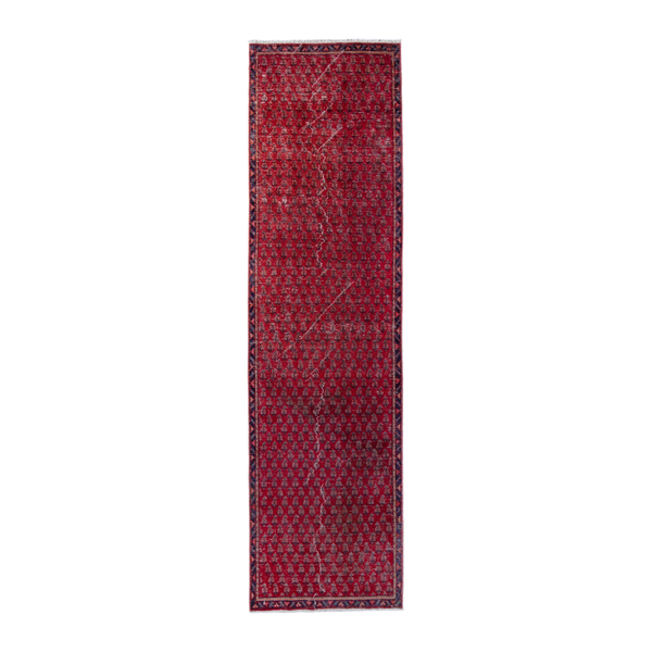 Persian Arak runner rug in deep red and burgundy, 2'6" x 9'5"