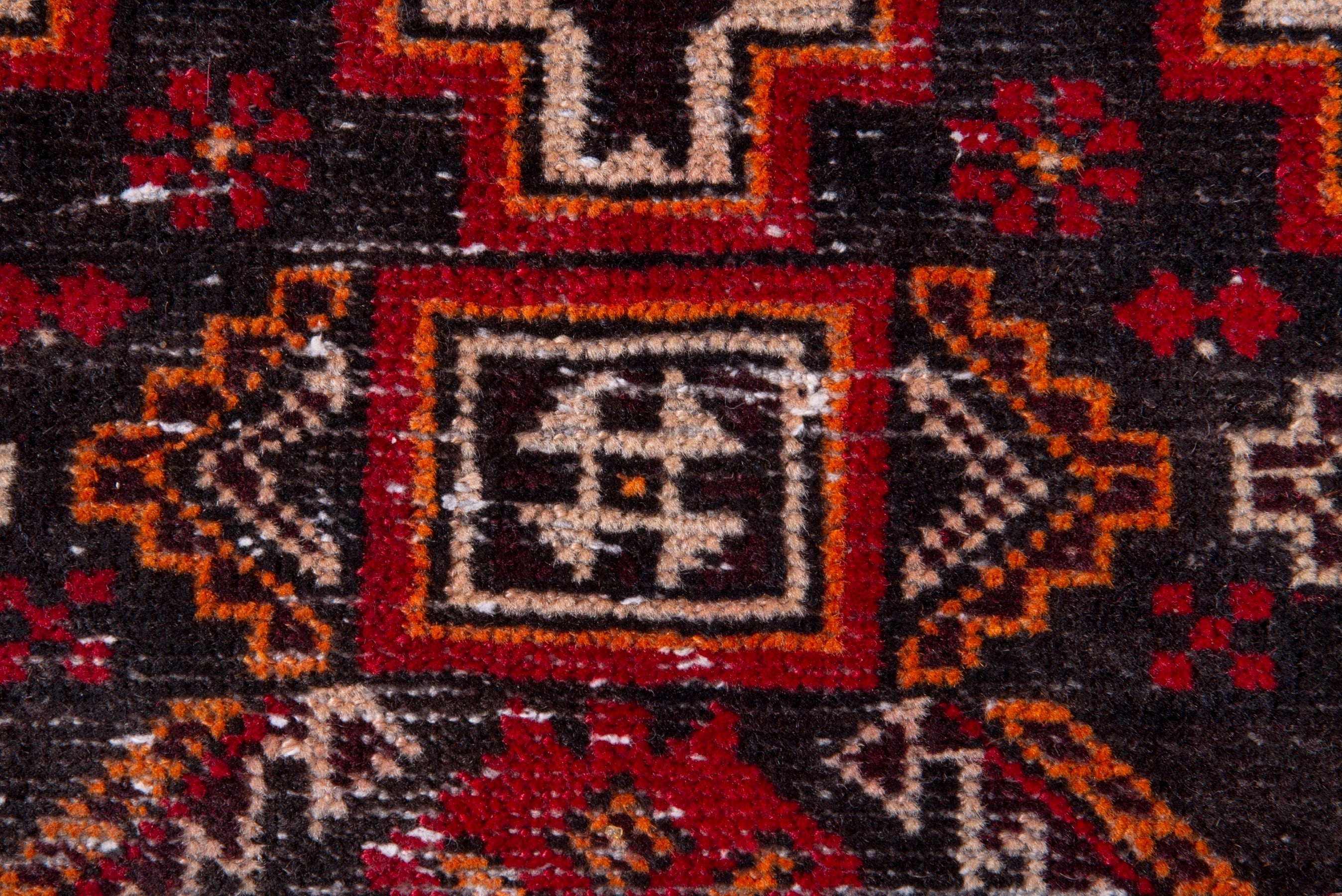 Persian Baluch accent rug in deep red and burgundy, view 11 of 19