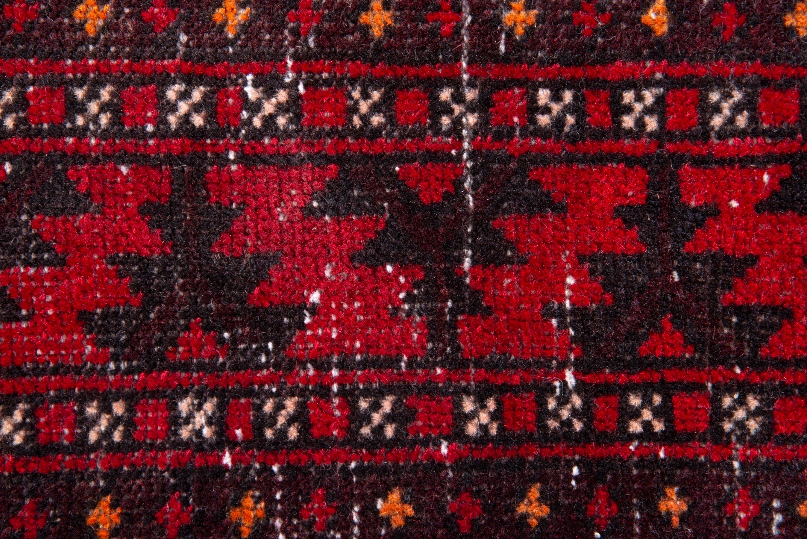 Persian Baluch accent rug in deep red and burgundy, view 12 of 19
