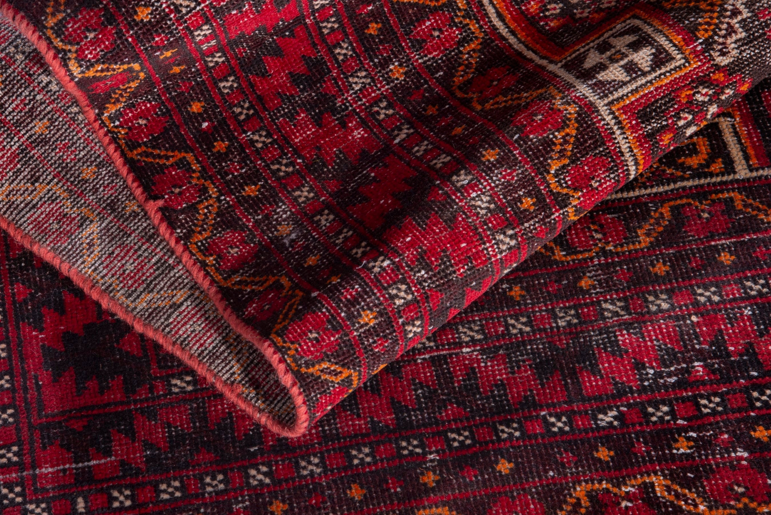 Persian Baluch accent rug in deep red and burgundy, view 15 of 19