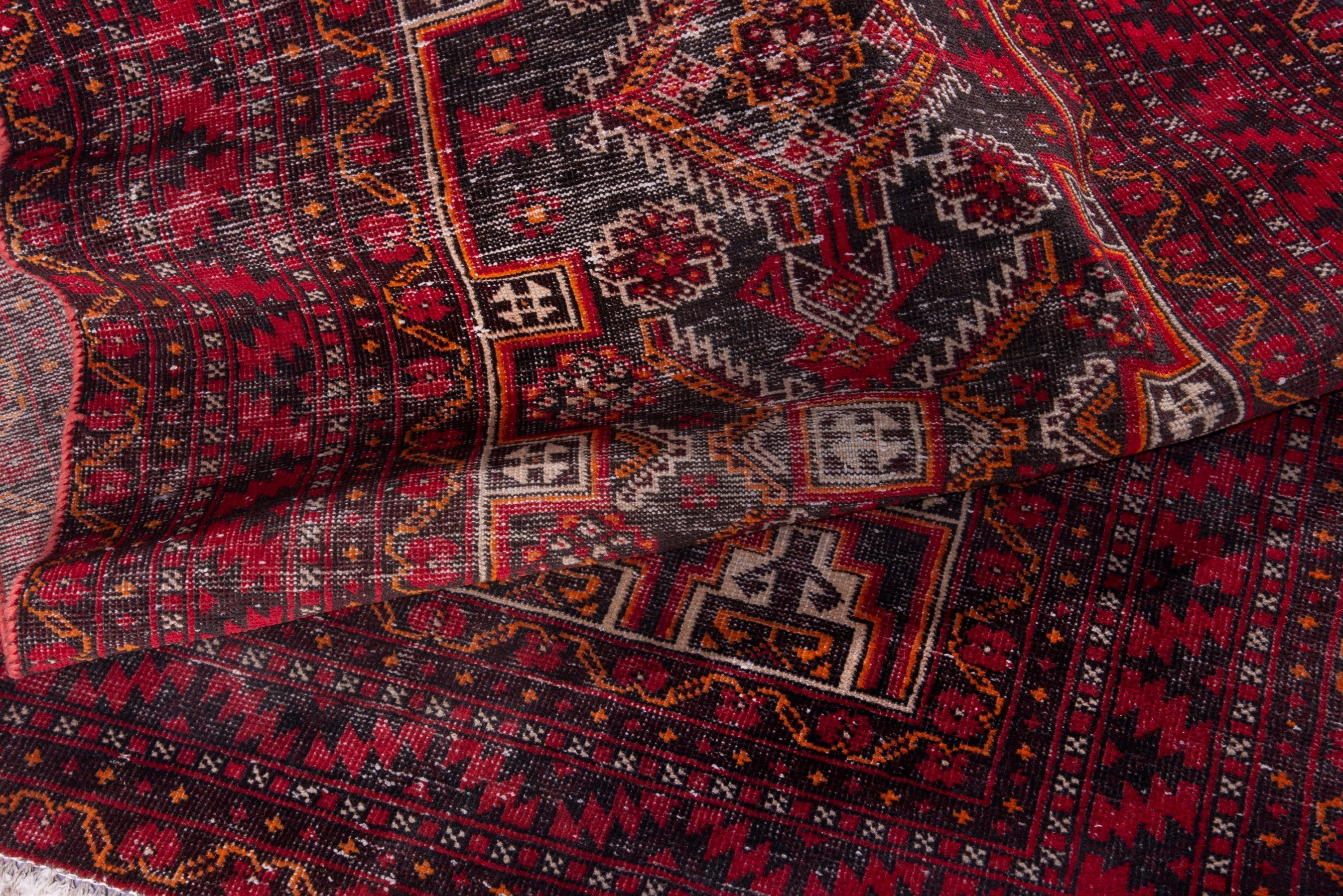 Persian Baluch accent rug in deep red and burgundy, view 17 of 19