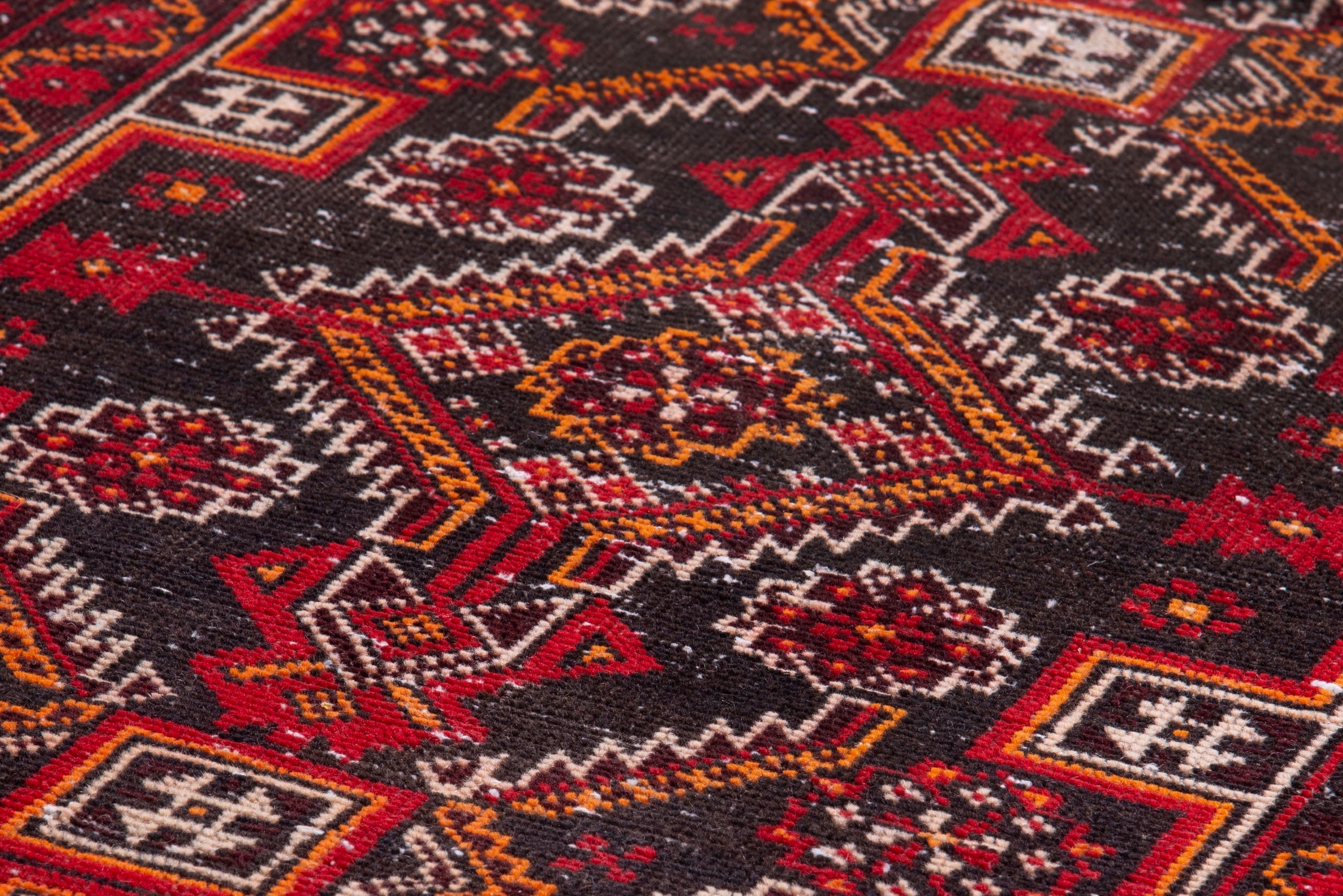 Persian Baluch accent rug in deep red and burgundy, view 9 of 19