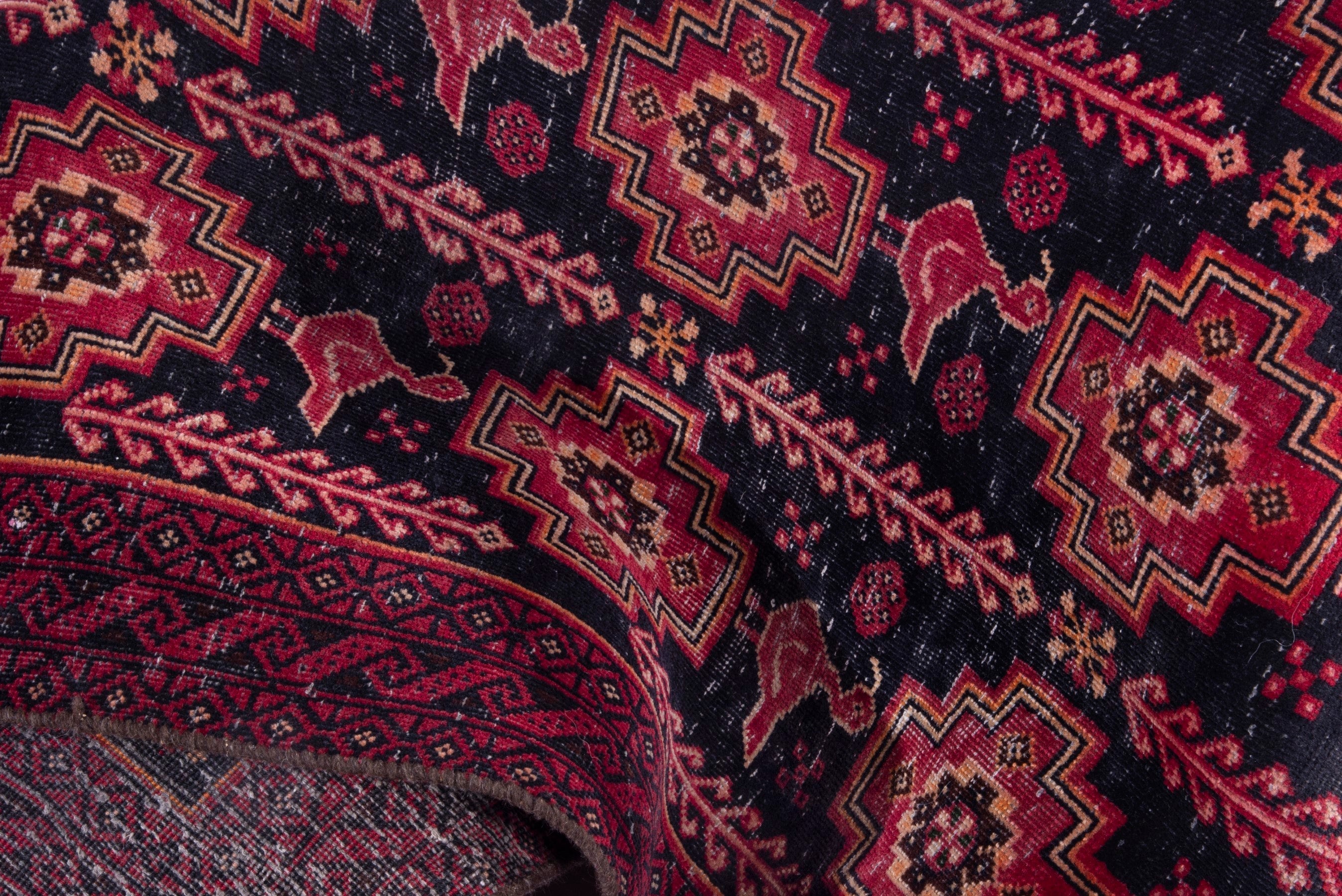 Persian Baluch runner rug in navy and burgundy, view 13 of 16