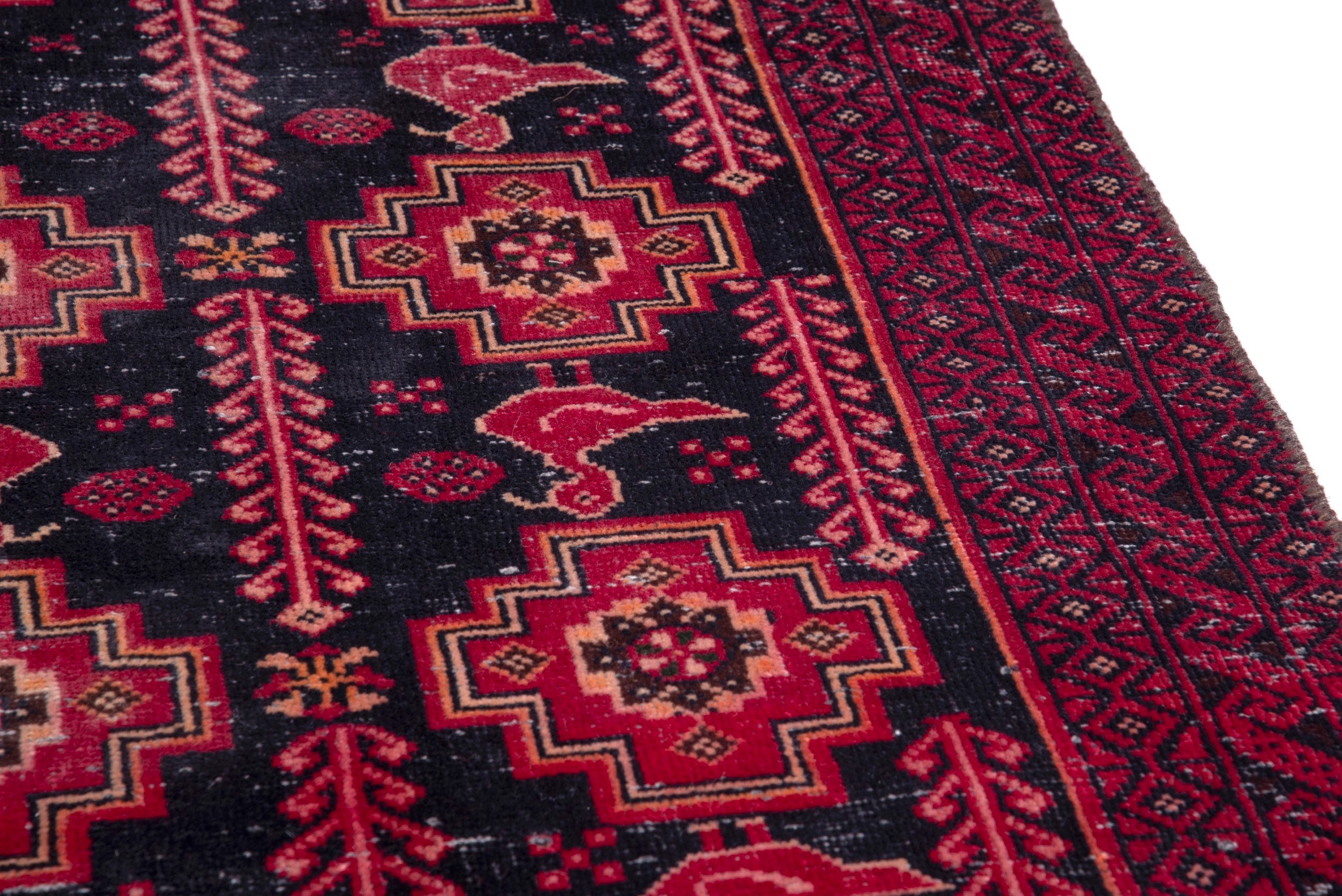 Persian Baluch runner rug in navy and burgundy, view 5 of 16