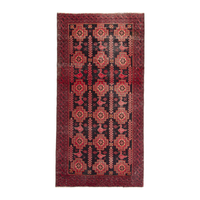 Persian Baluch runner rug in navy and burgundy, 3'1" x 6'4"