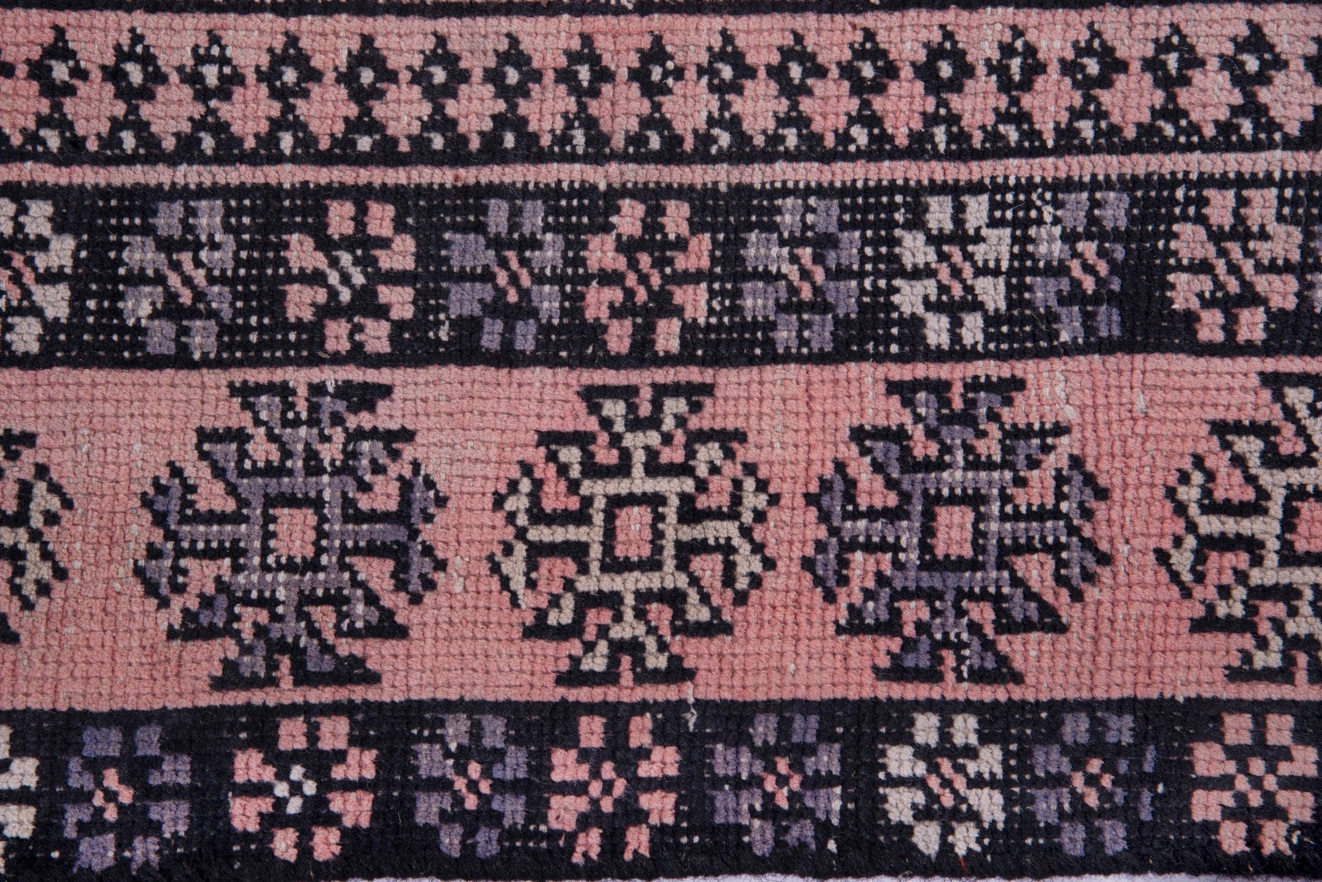 Persian Torkaman runner rug in terracotta and charcoal, view 13 of 17