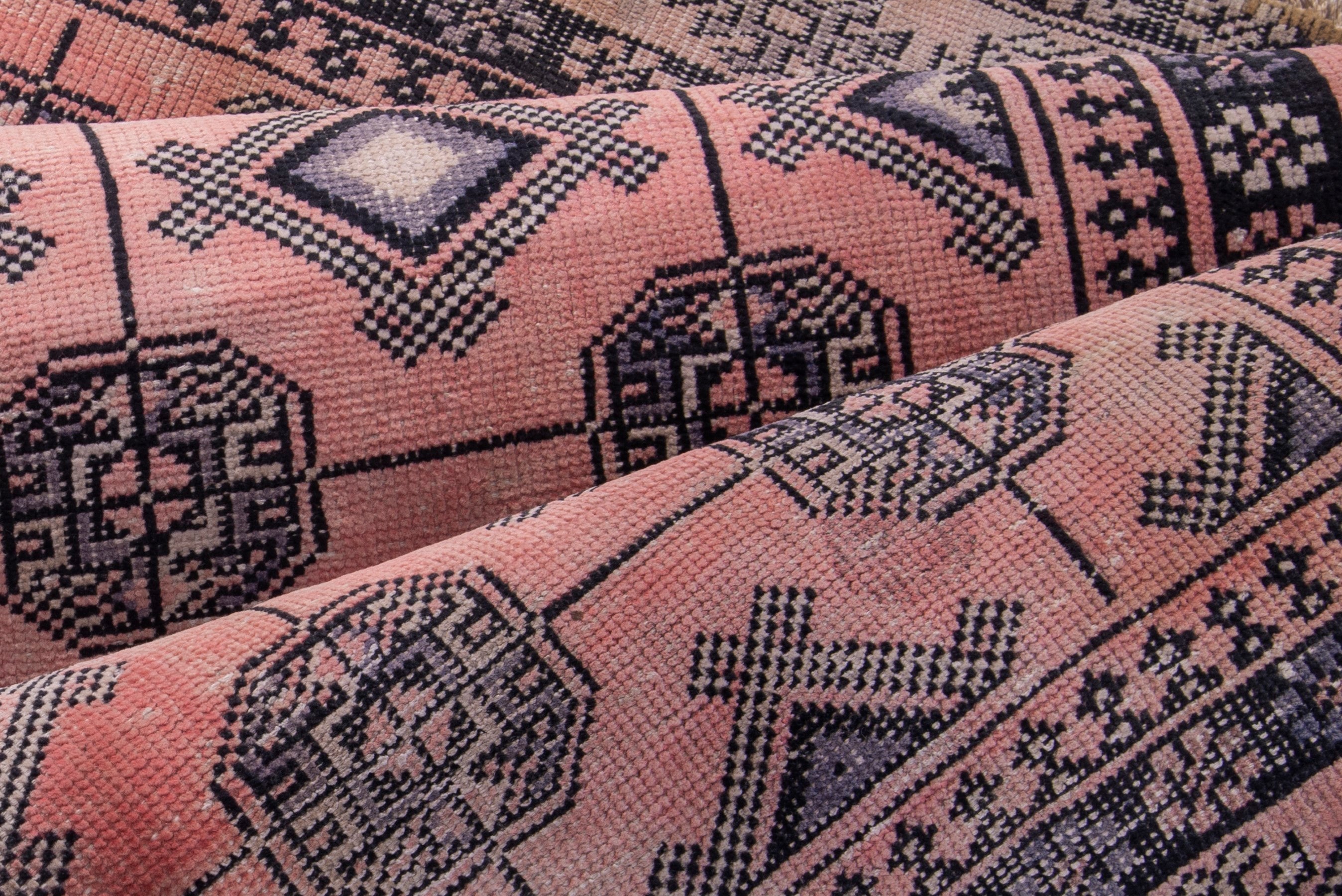 Persian Torkaman runner rug in terracotta and charcoal, view 14 of 17