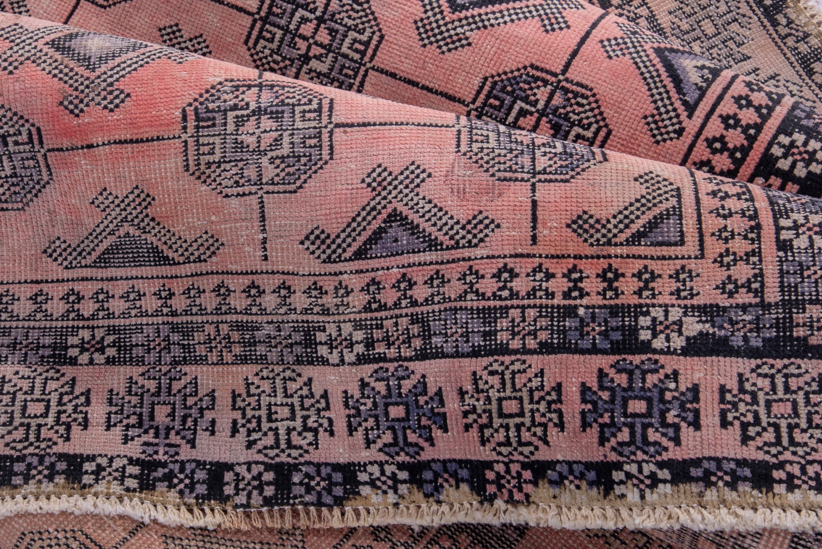 Persian Torkaman runner rug in terracotta and charcoal, view 15 of 17
