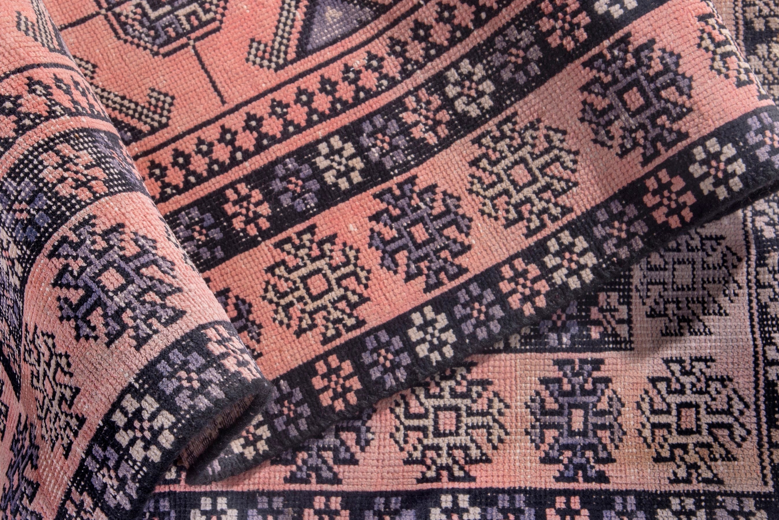 Persian Torkaman runner rug in terracotta and charcoal, view 16 of 17