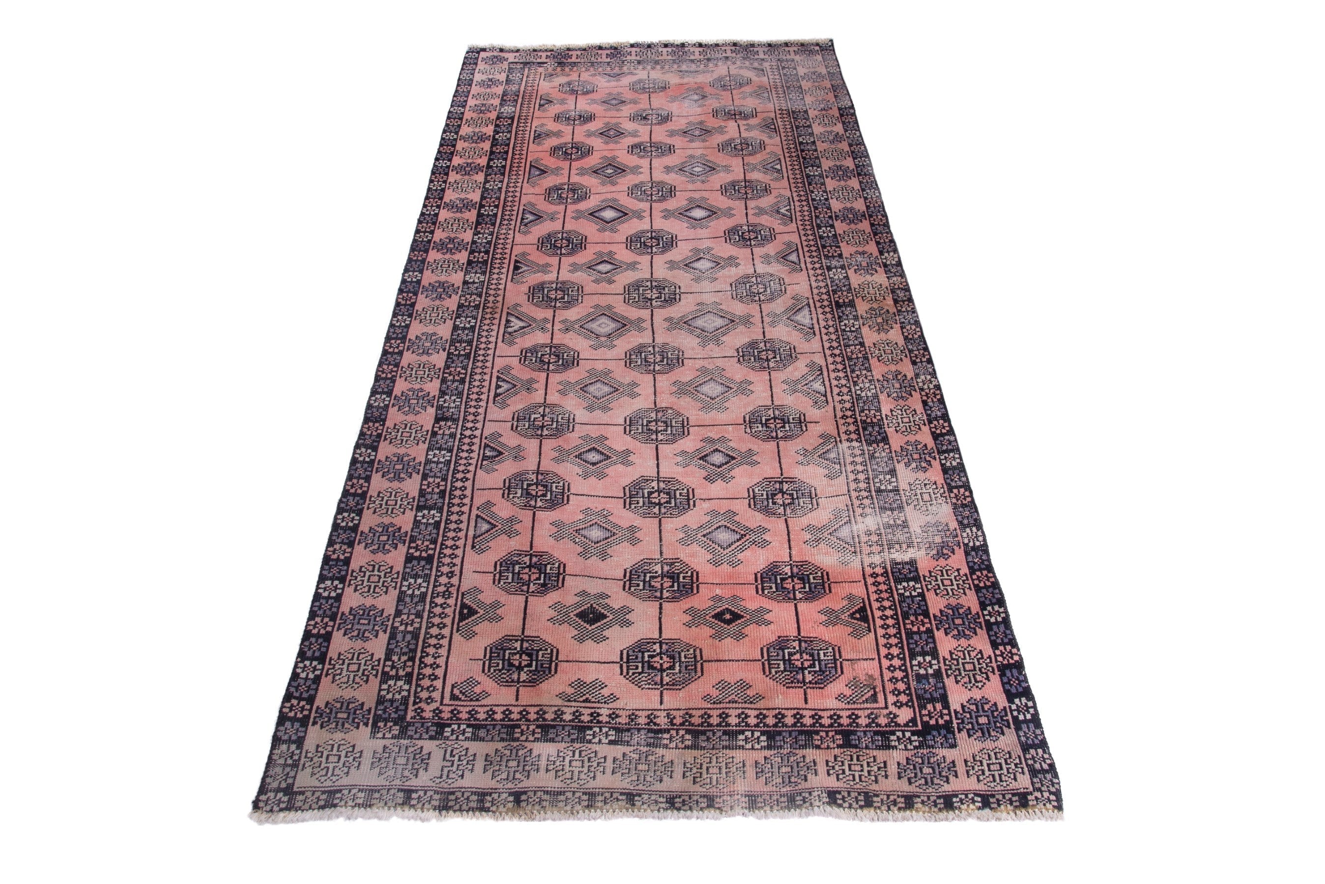 Persian Torkaman runner rug in terracotta and charcoal, view 2 of 17