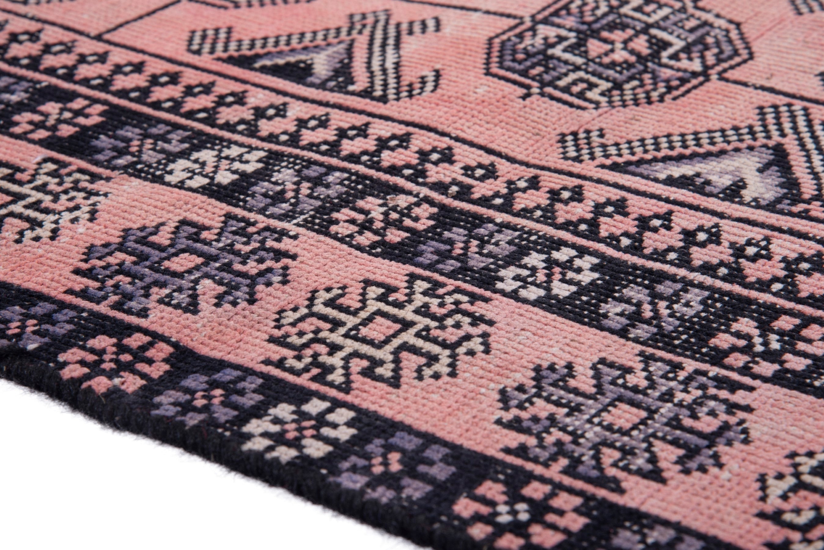 Persian Torkaman runner rug in terracotta and charcoal, view 8 of 17