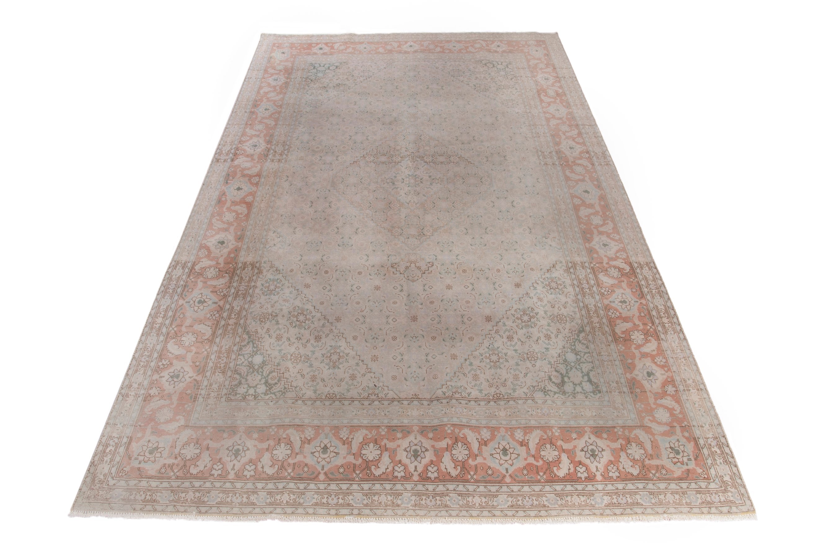 Persian Tabriz area rug in stone and terracotta, view 2 of 14