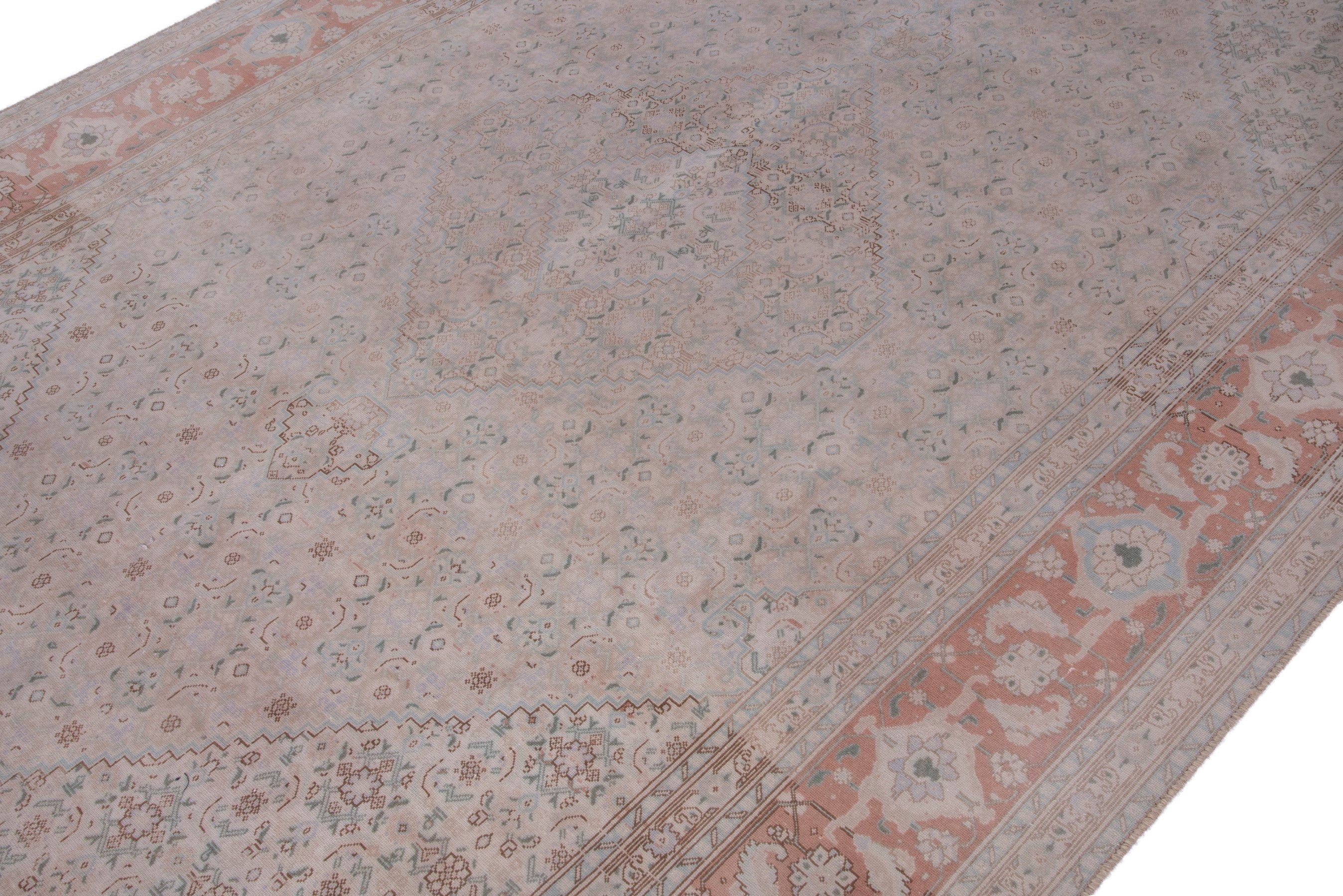 Persian Tabriz area rug in stone and terracotta, view 6 of 14
