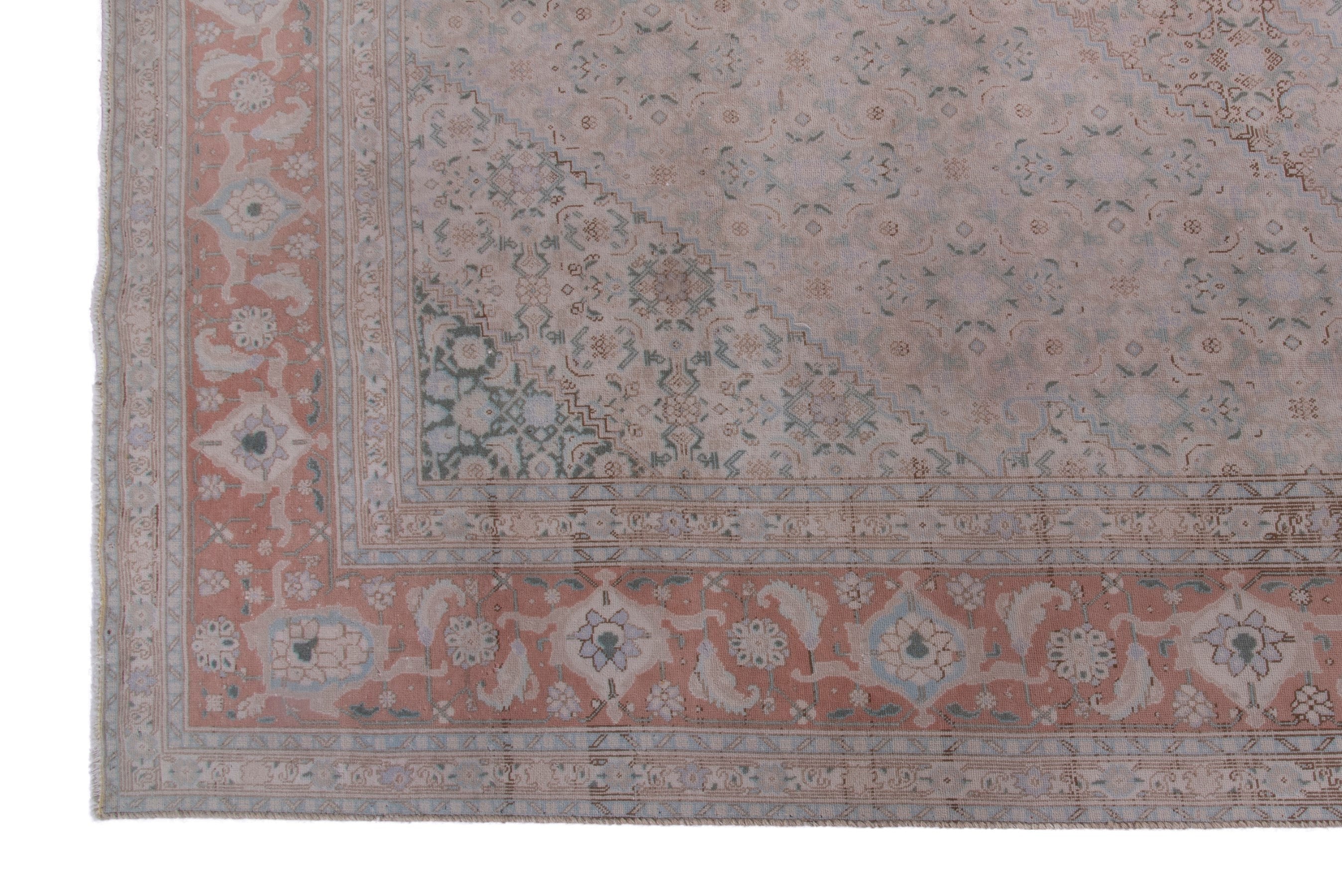 Persian Tabriz area rug in stone and terracotta, view 5 of 14