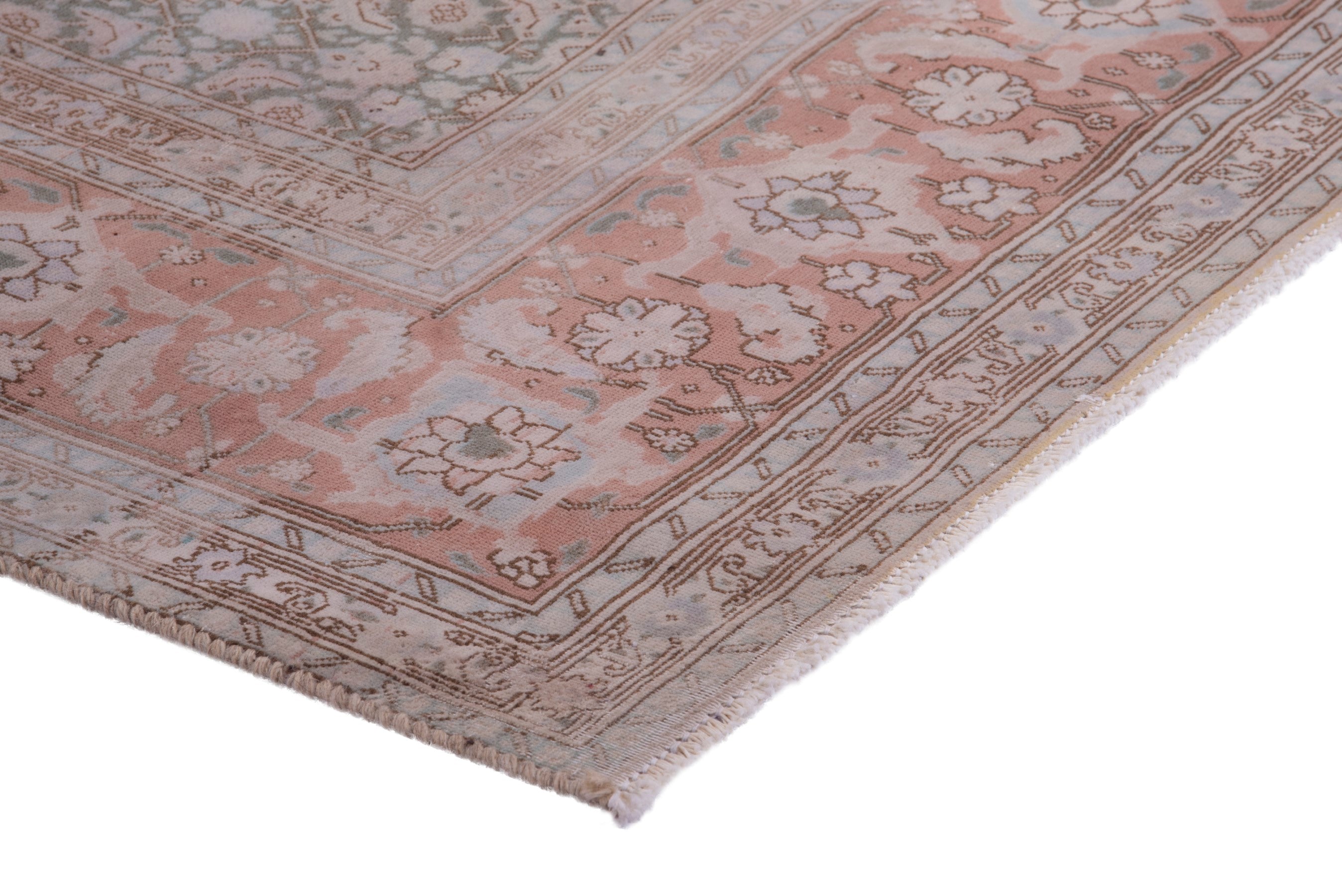 Persian Tabriz area rug in stone and terracotta, view 4 of 14