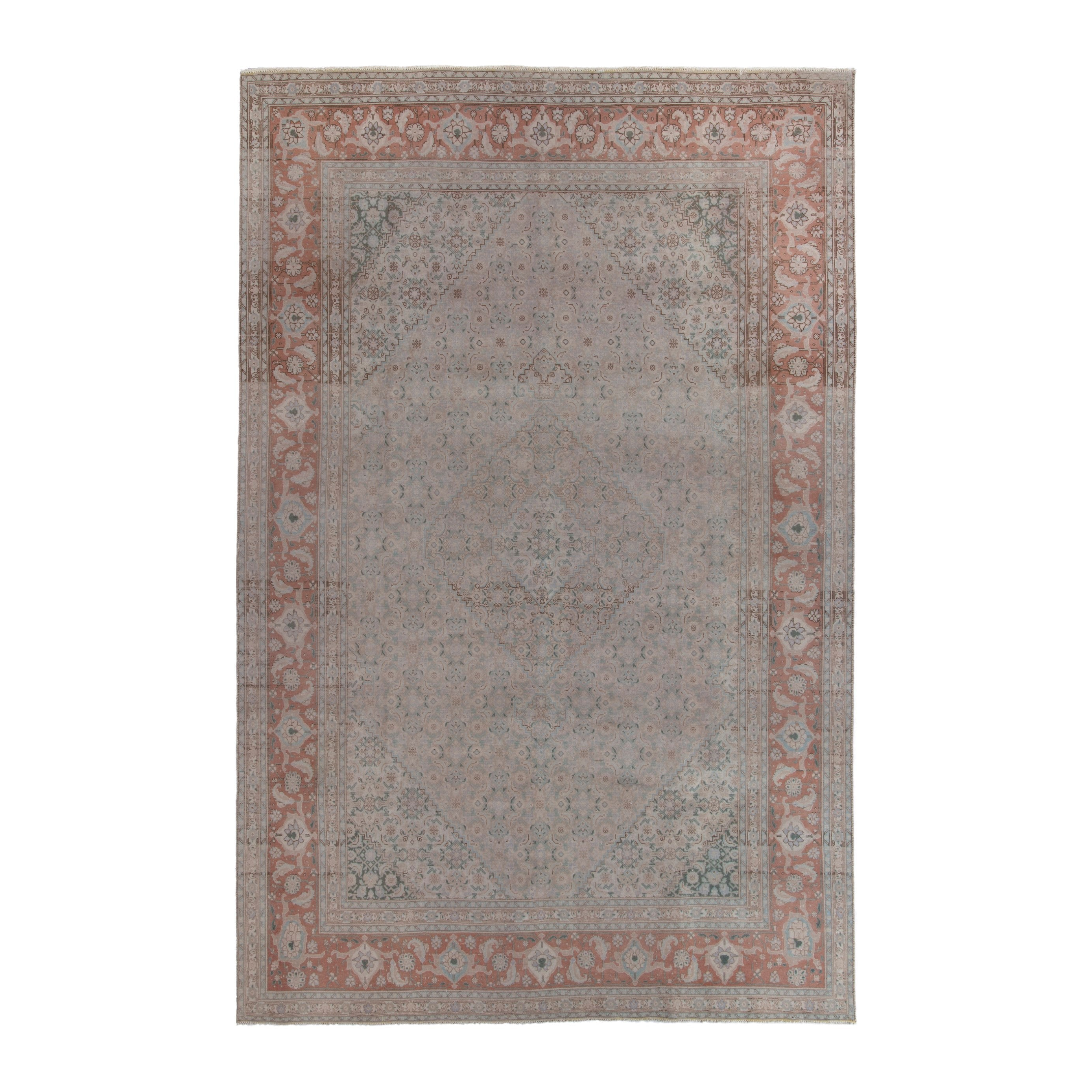 Persian Tabriz area rug in stone and terracotta, 6'5" x 9'8"