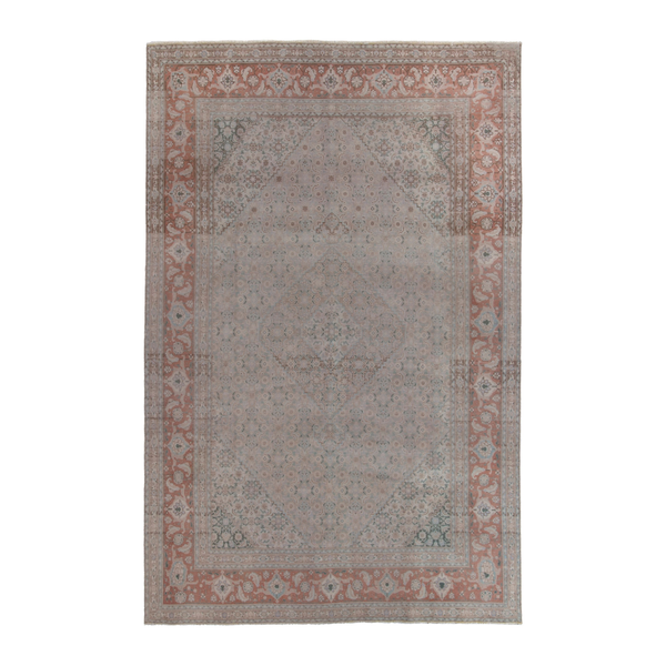 Persian Tabriz area rug in stone and terracotta, 6'5" x 9'8"