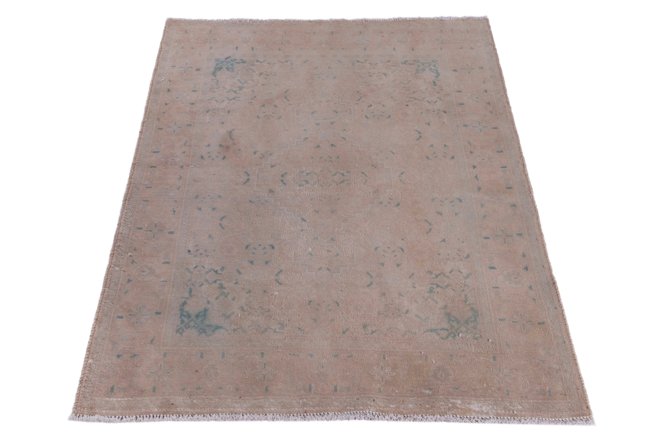 Persian Tabriz accent rug in tan and sage, view 2 of 14