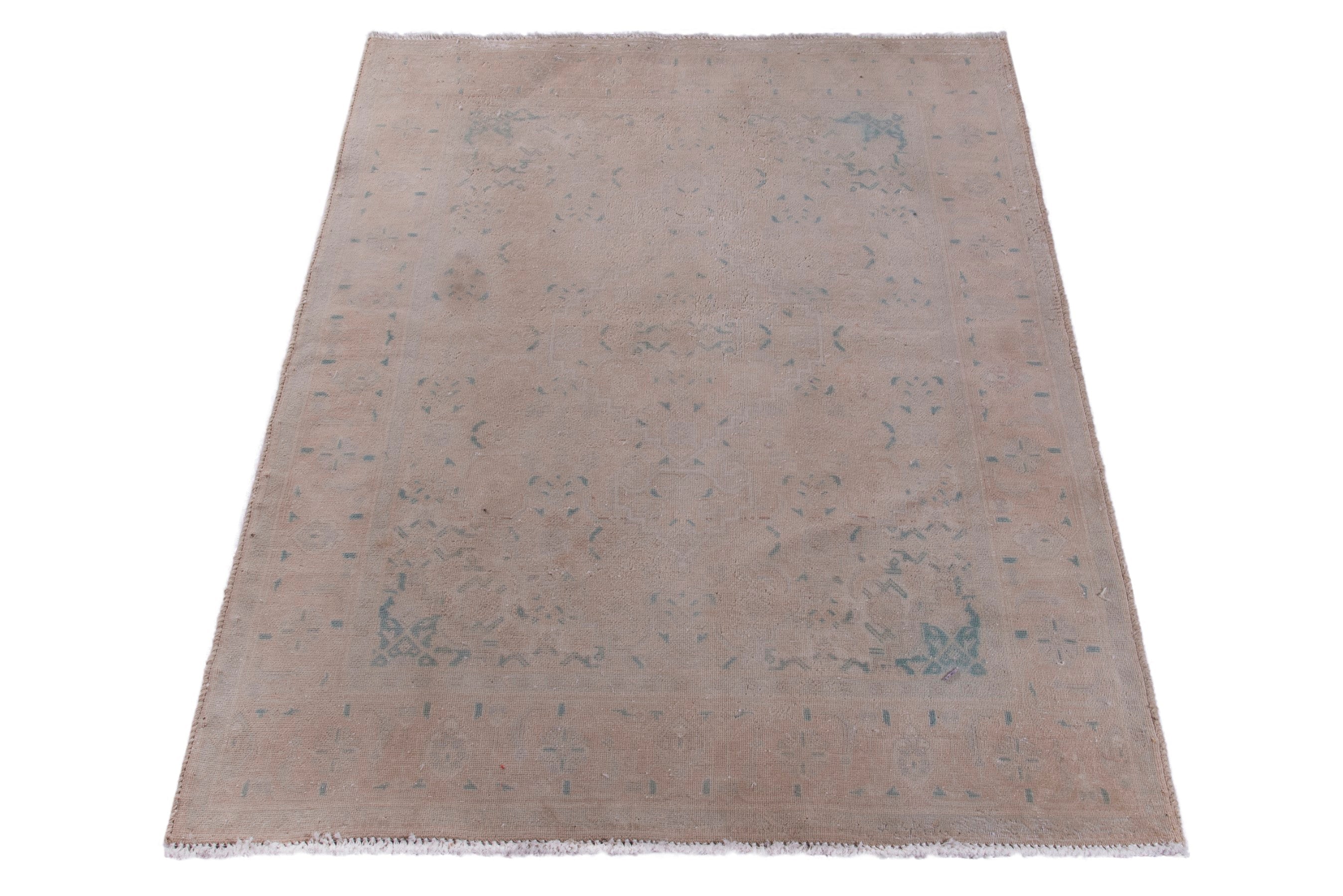 Persian Tabriz accent rug in tan and sage, view 3 of 14