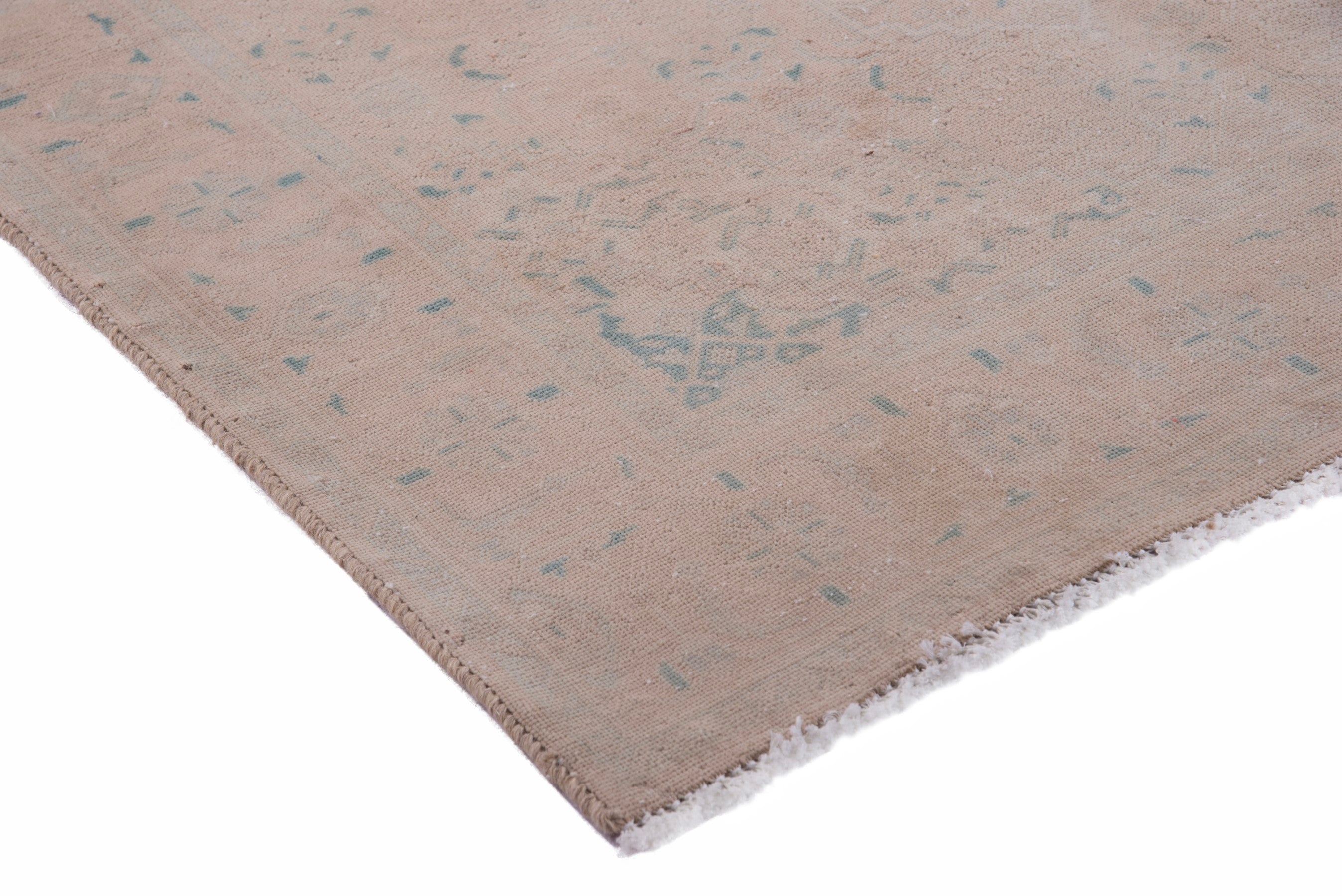 Persian Tabriz accent rug in tan and sage, view 4 of 14