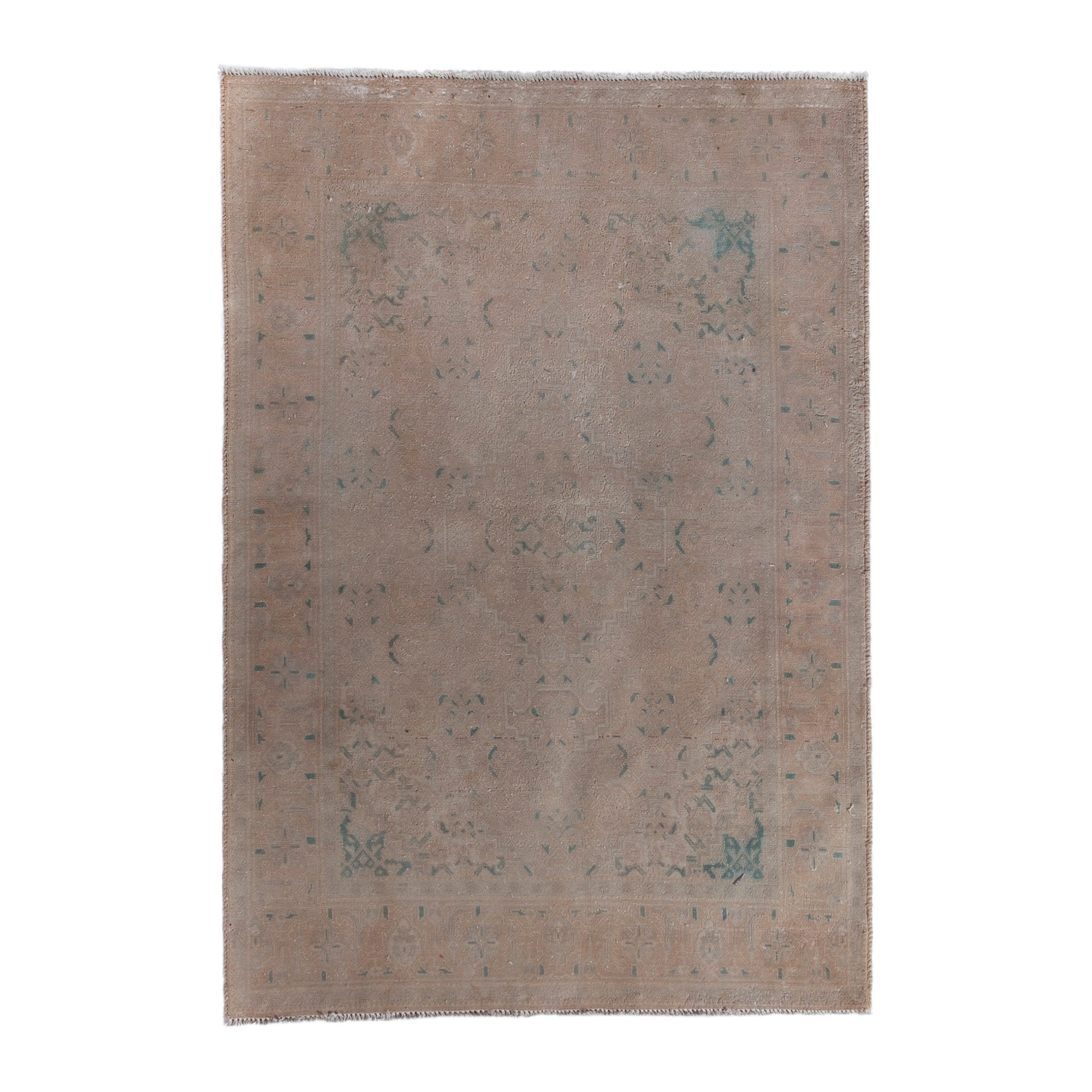 Persian Tabriz accent rug in tan and sage, 3'3" x 4'10"