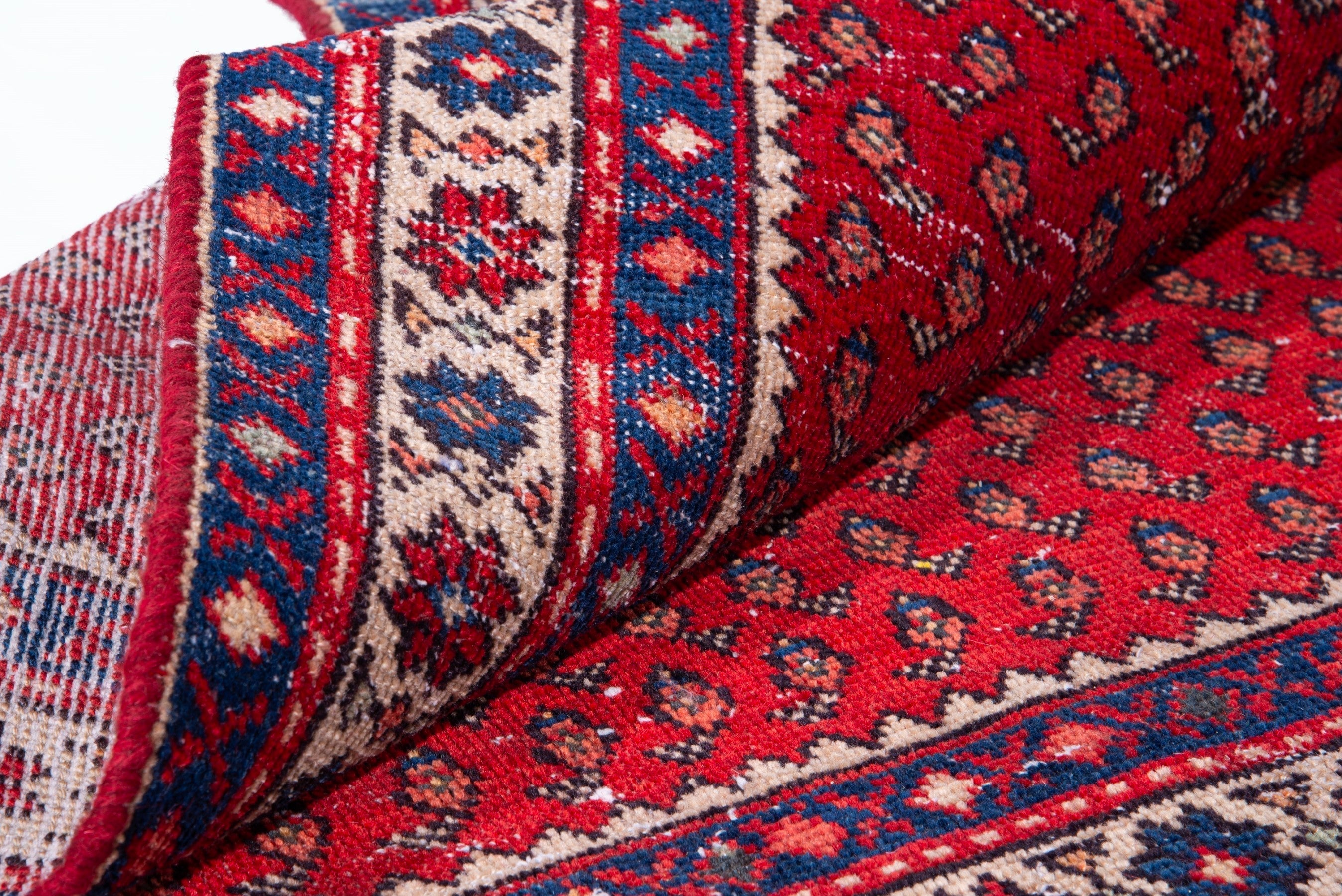 Persian Arak accent rug in deep red and burgundy, view 15 of 16