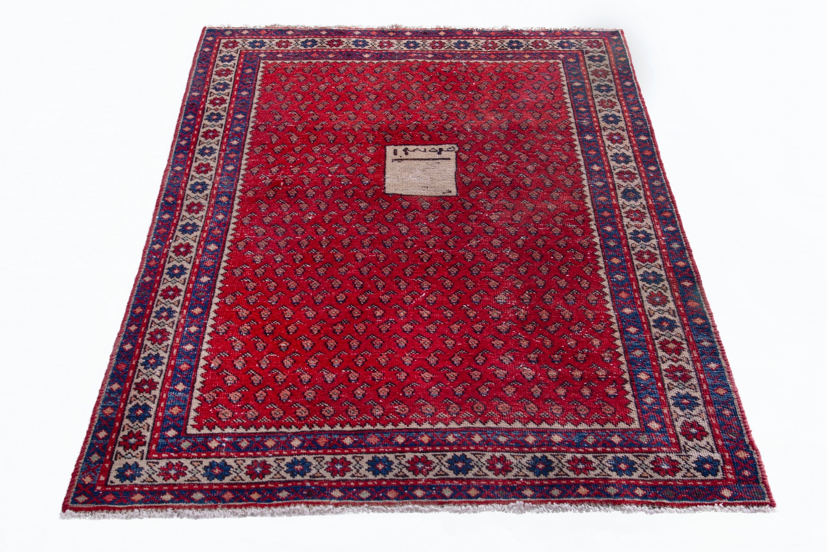 Persian Arak accent rug in deep red and burgundy, view 2 of 16
