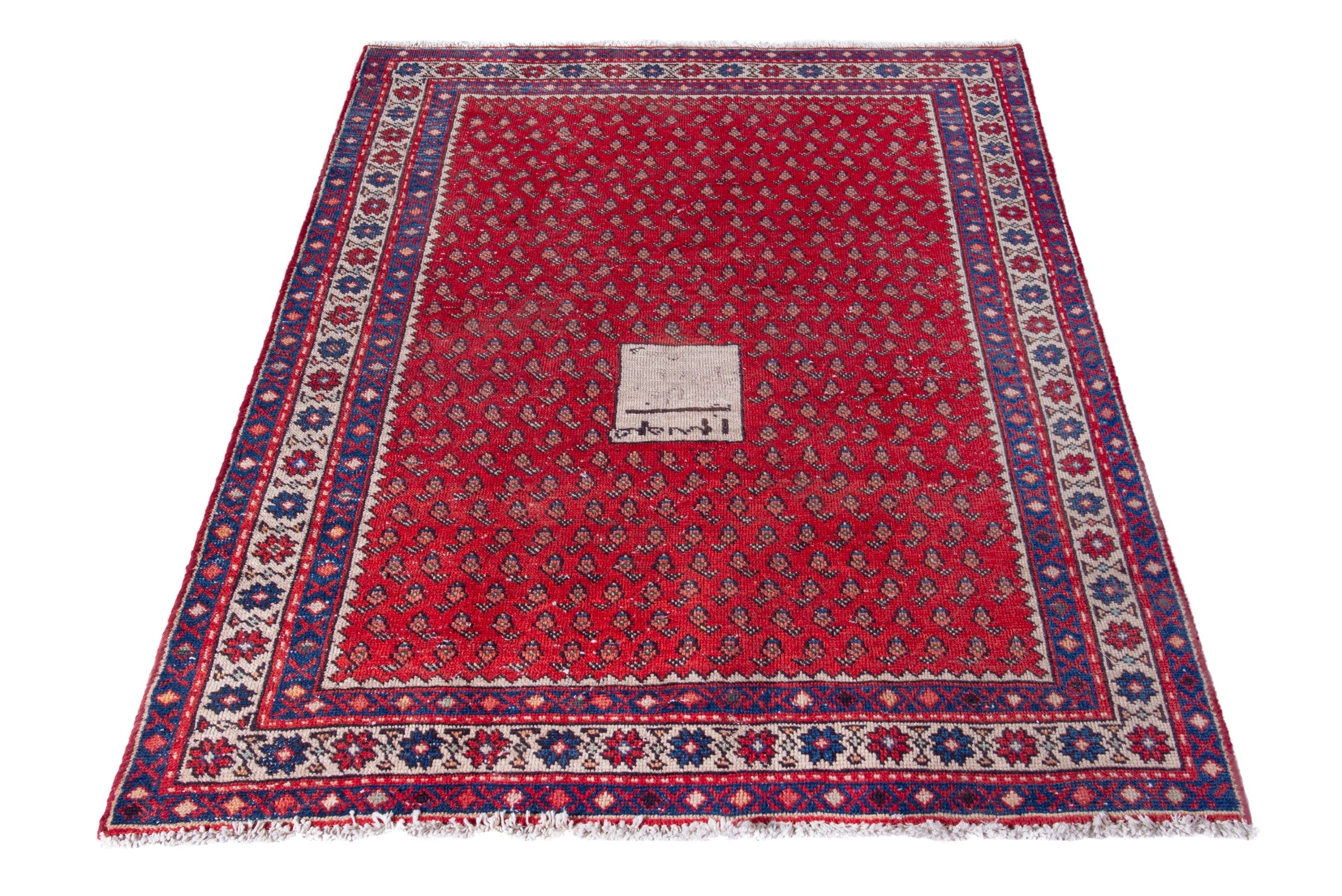 Persian Arak accent rug in deep red and burgundy, view 3 of 16