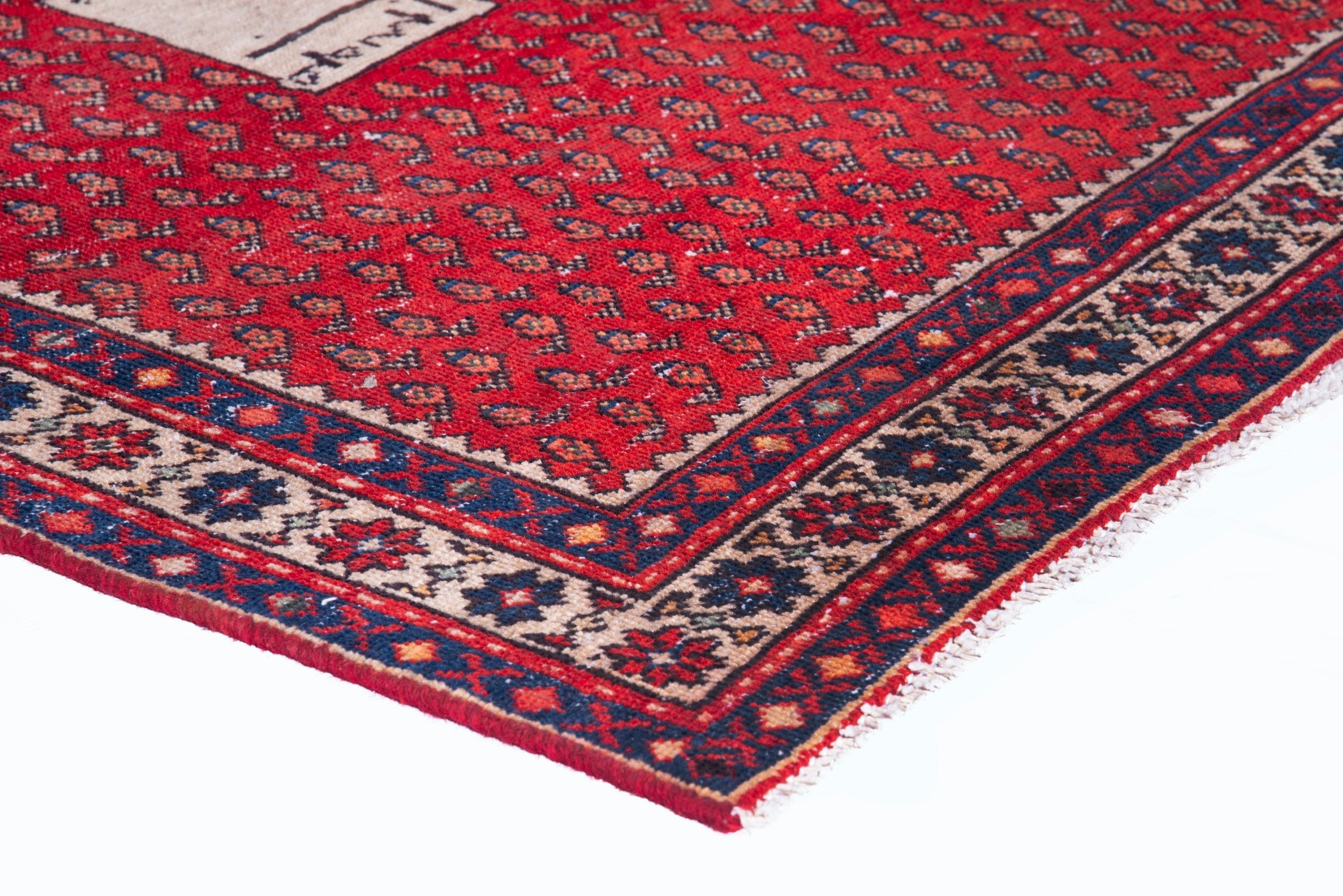 Persian Arak accent rug in deep red and burgundy, view 4 of 16