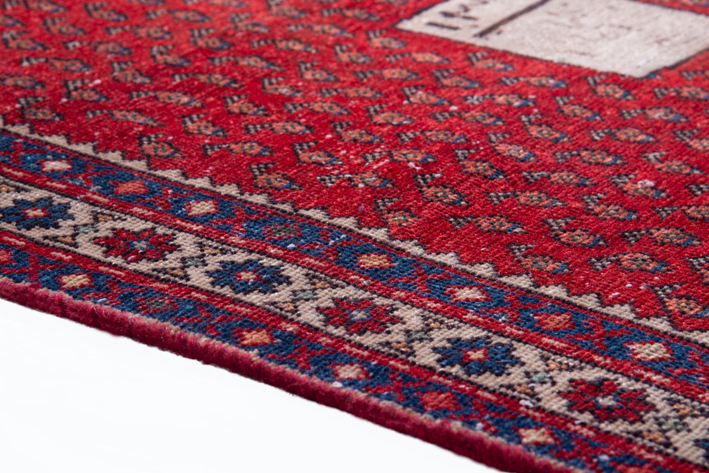 Persian Arak accent rug in deep red and burgundy, view 8 of 16