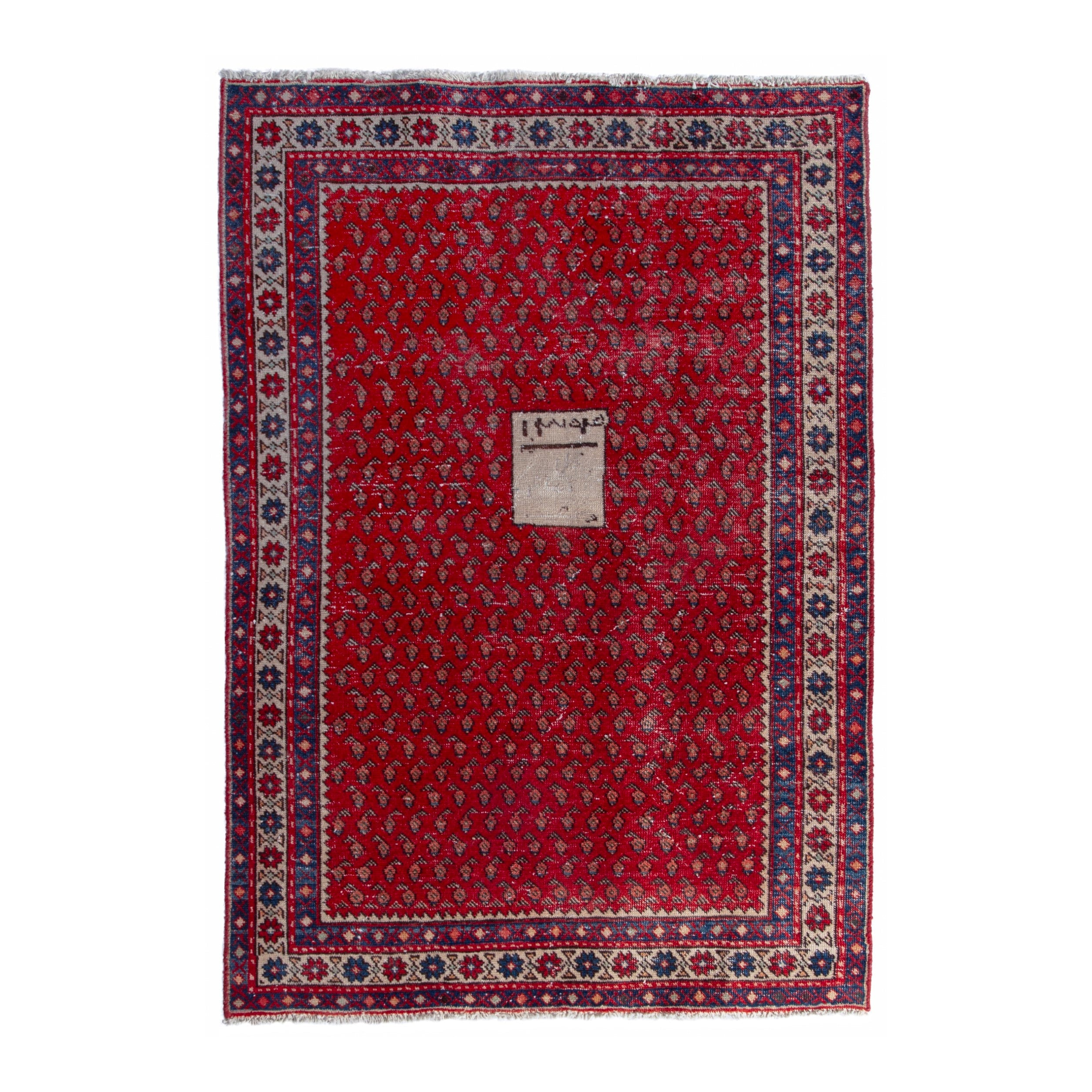 Persian Arak accent rug in deep red and burgundy, 3'3" x 4'9"