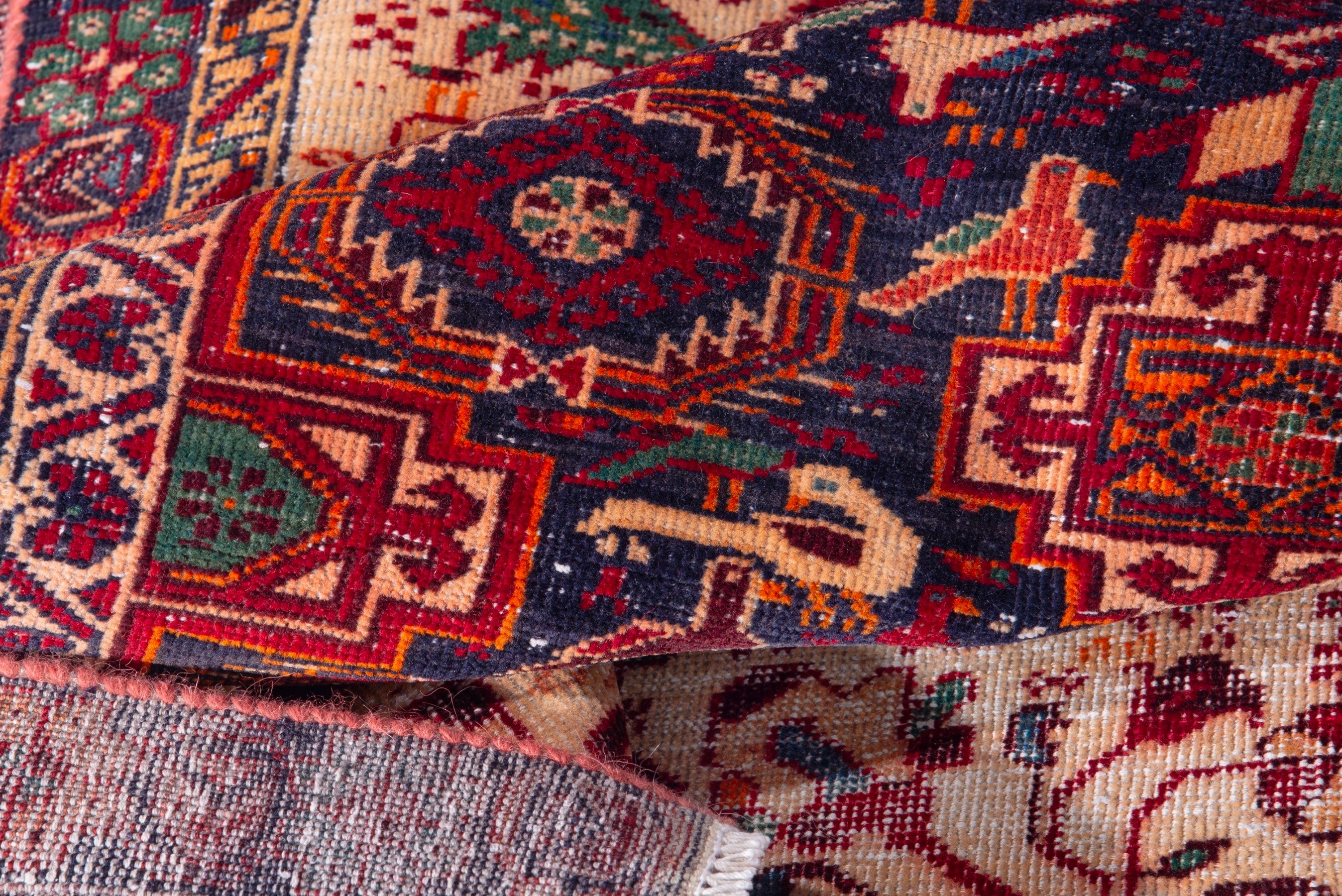 Persian Baluch runner rug in burgundy and deep red, view 13 of 16