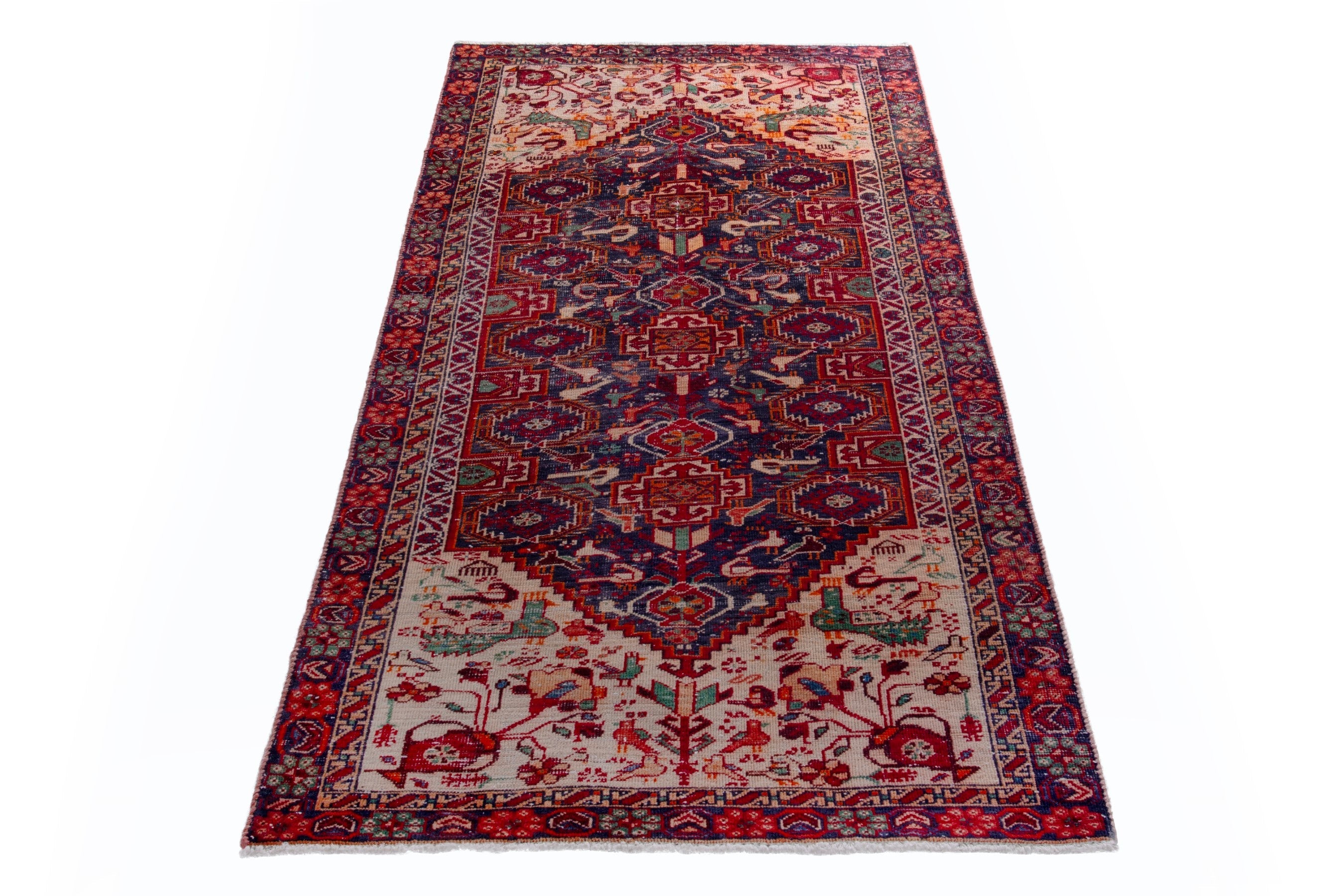 Persian Baluch runner rug in burgundy and deep red, view 2 of 16