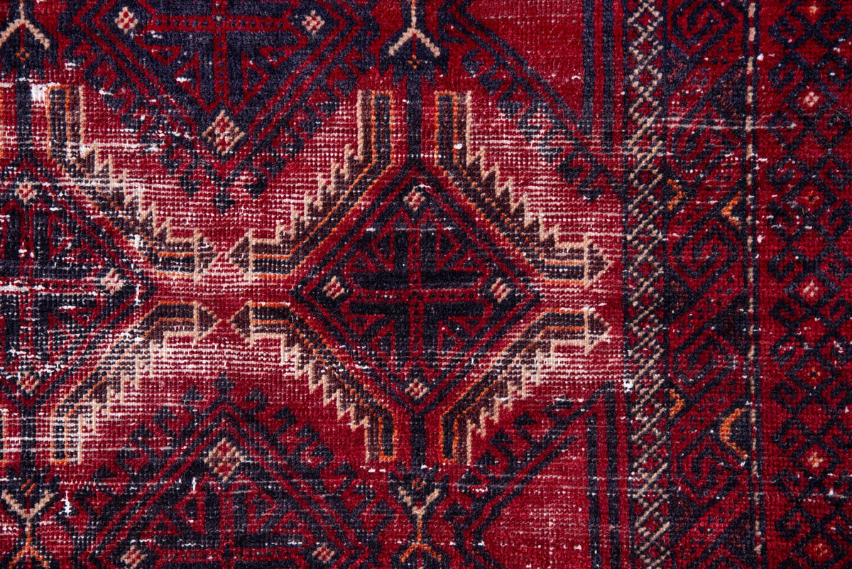 Turkish Anatolian area rug in burgundy and deep red, view 3 of 16