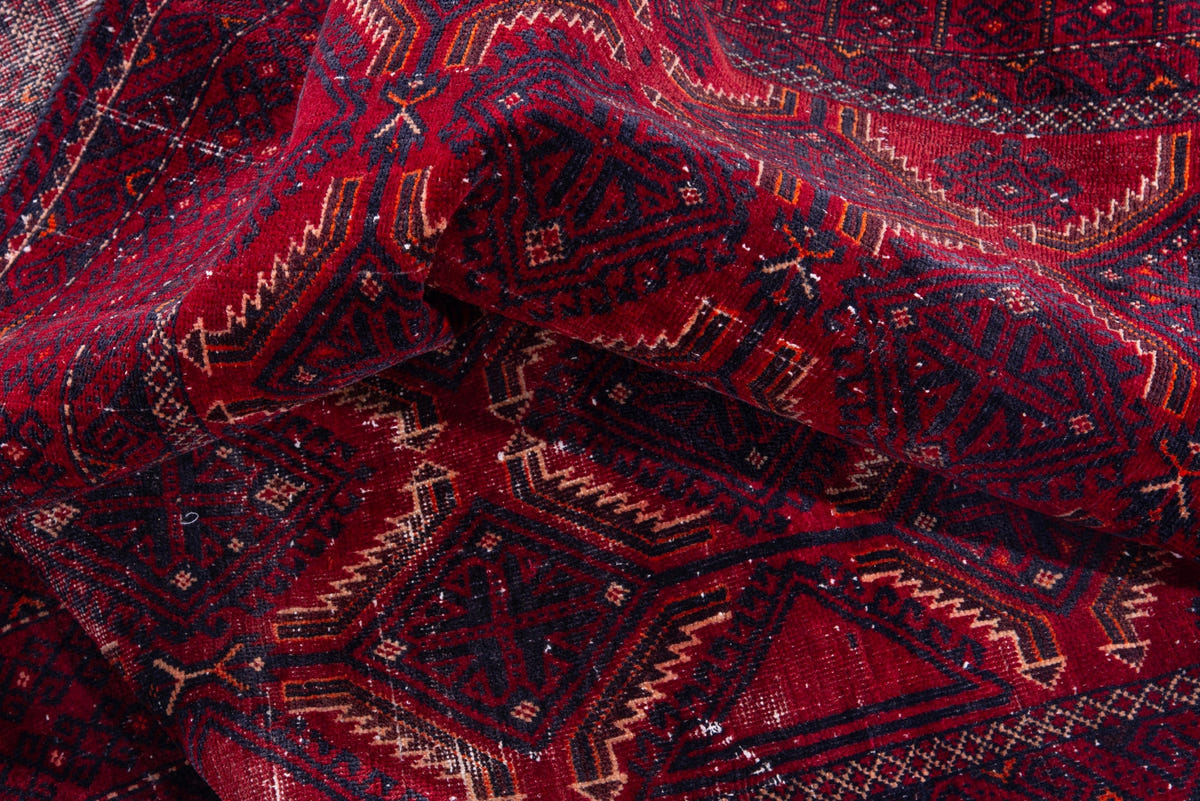Turkish Anatolian area rug in burgundy and deep red, view 7 of 16