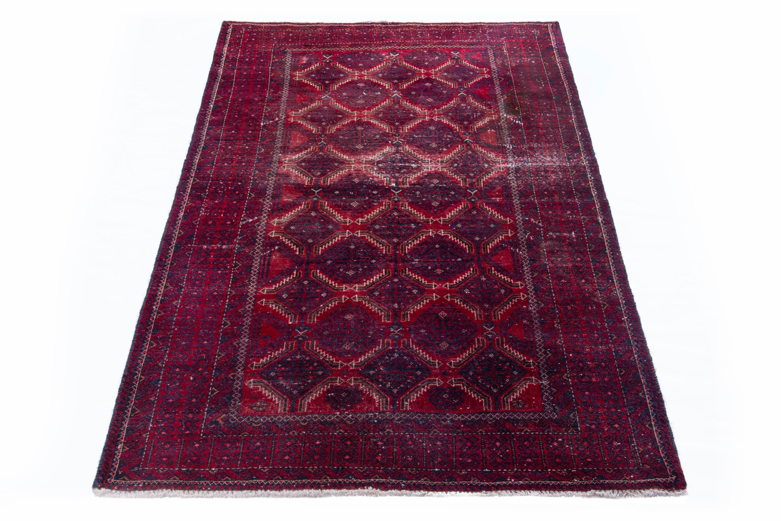 Persian area rug in burgundy and deep red, view 2 of 15