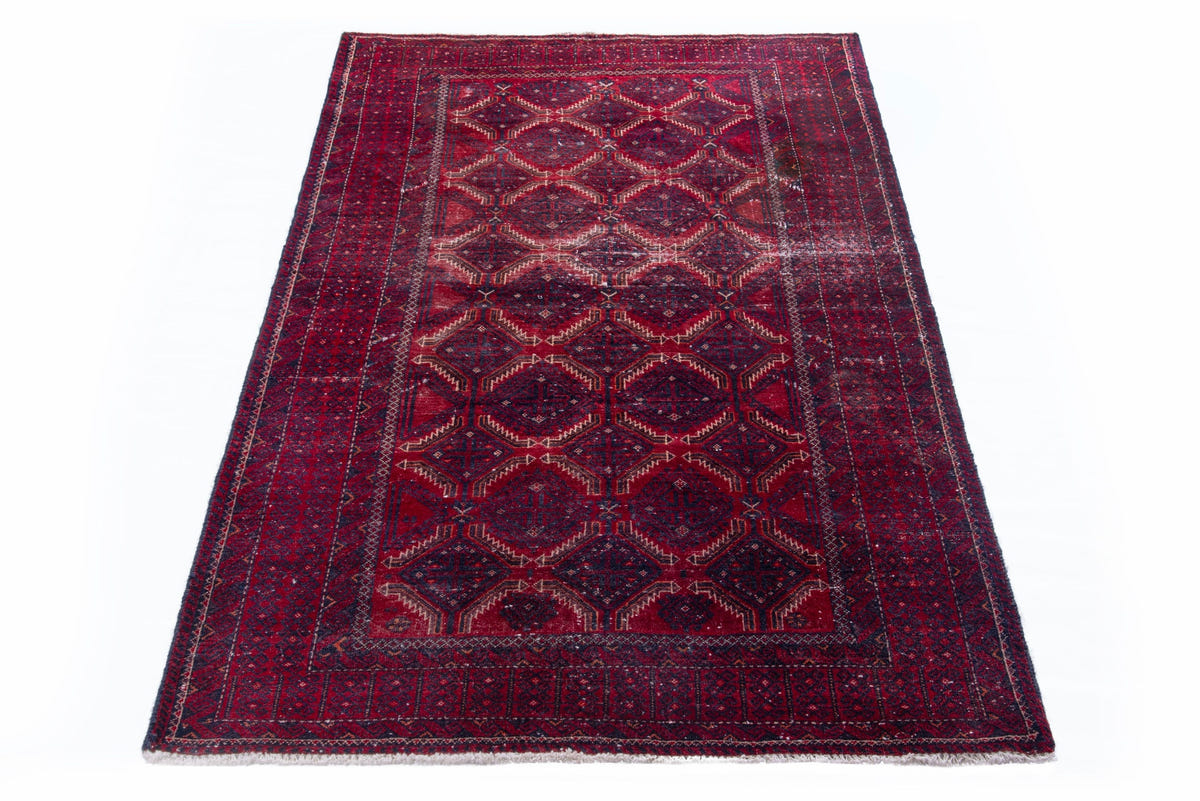 Turkish Anatolian area rug in burgundy and deep red, view 9 of 16