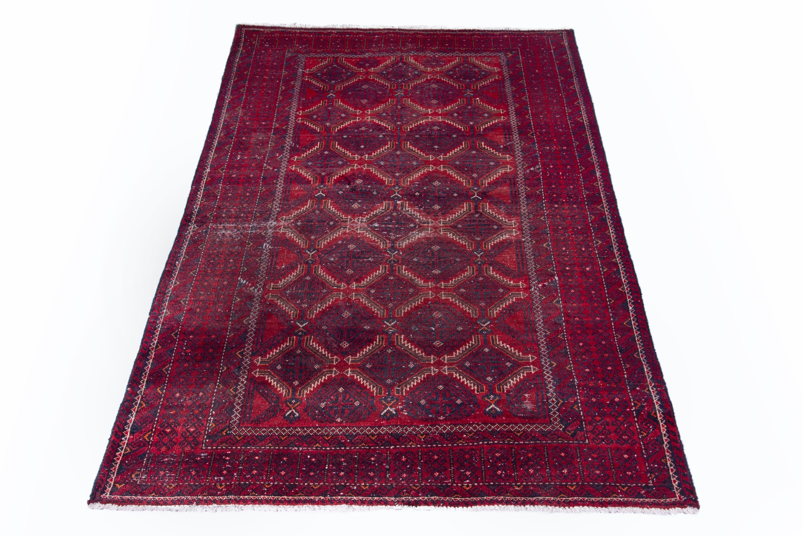 Persian area rug in burgundy and deep red, view 3 of 15