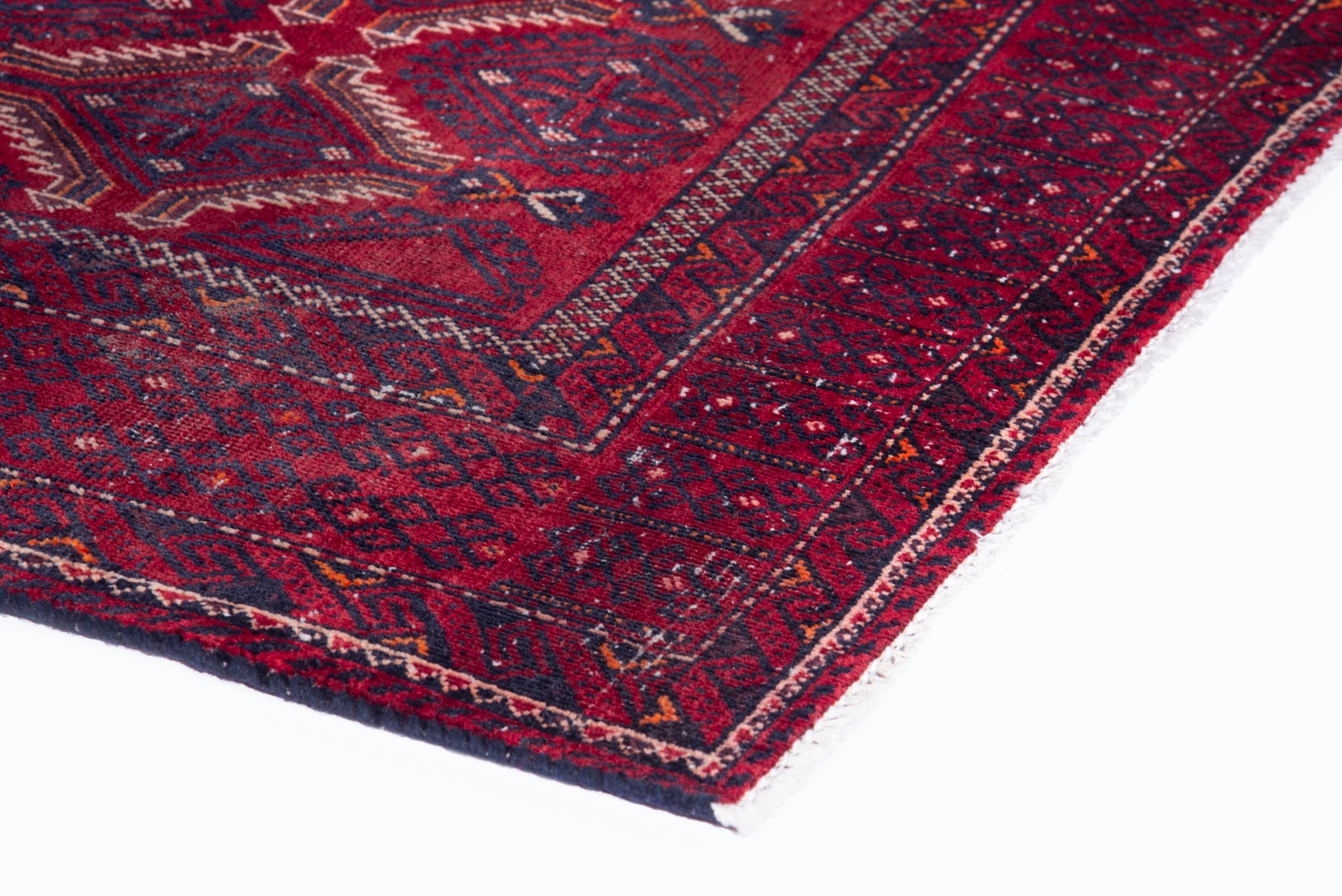 Persian area rug in burgundy and deep red, view 6 of 15
