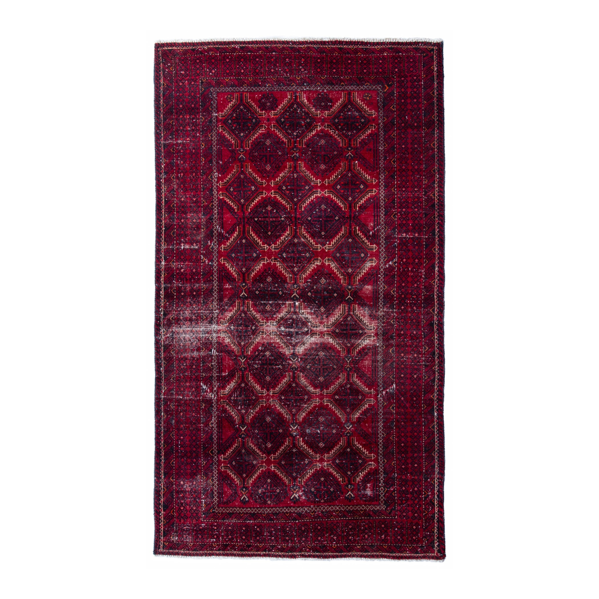 Turkish Anatolian area rug in burgundy and deep red, 3'7" x 6'9"