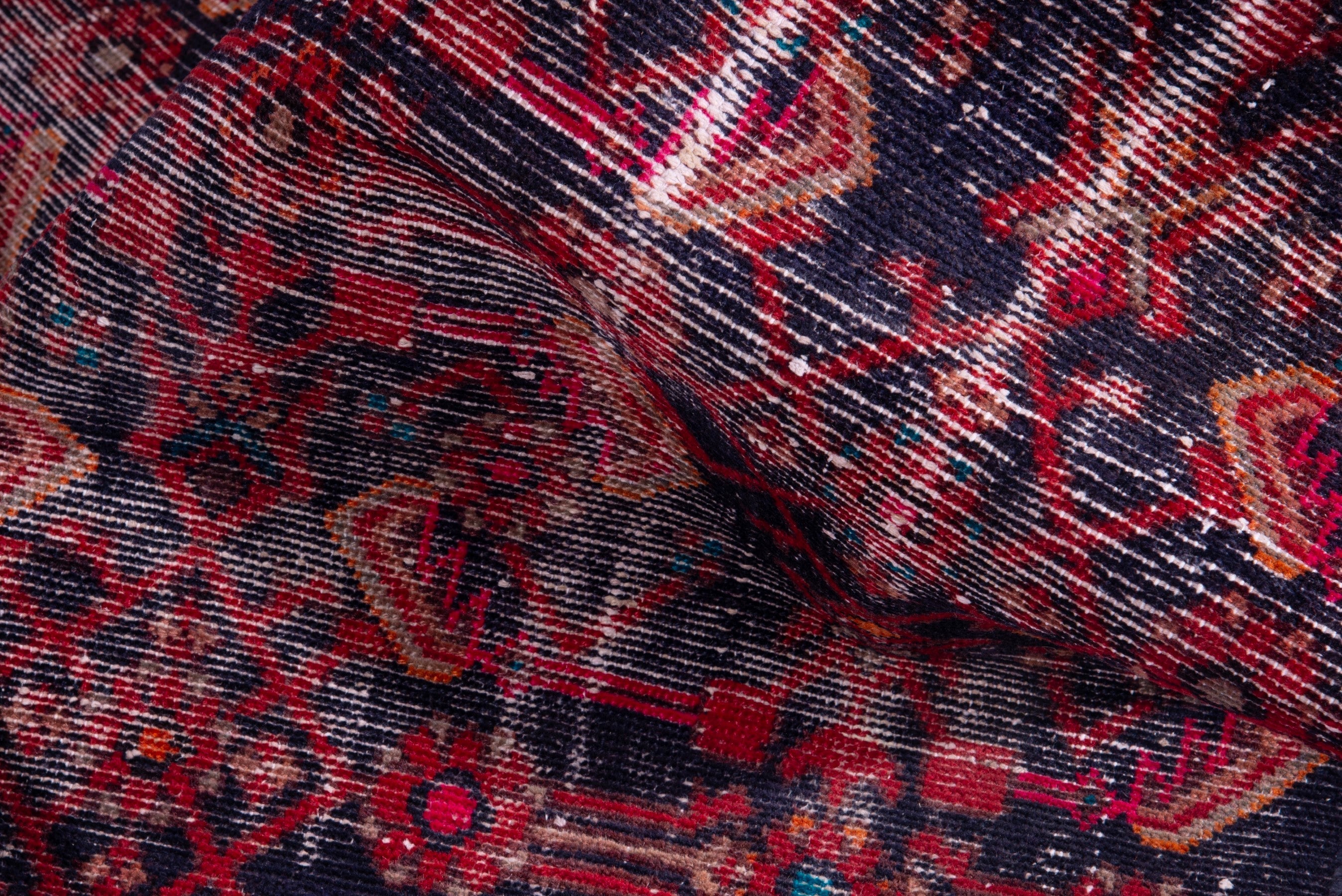 Persian Hamedan accent rug in burgundy and deep red, view 13 of 16