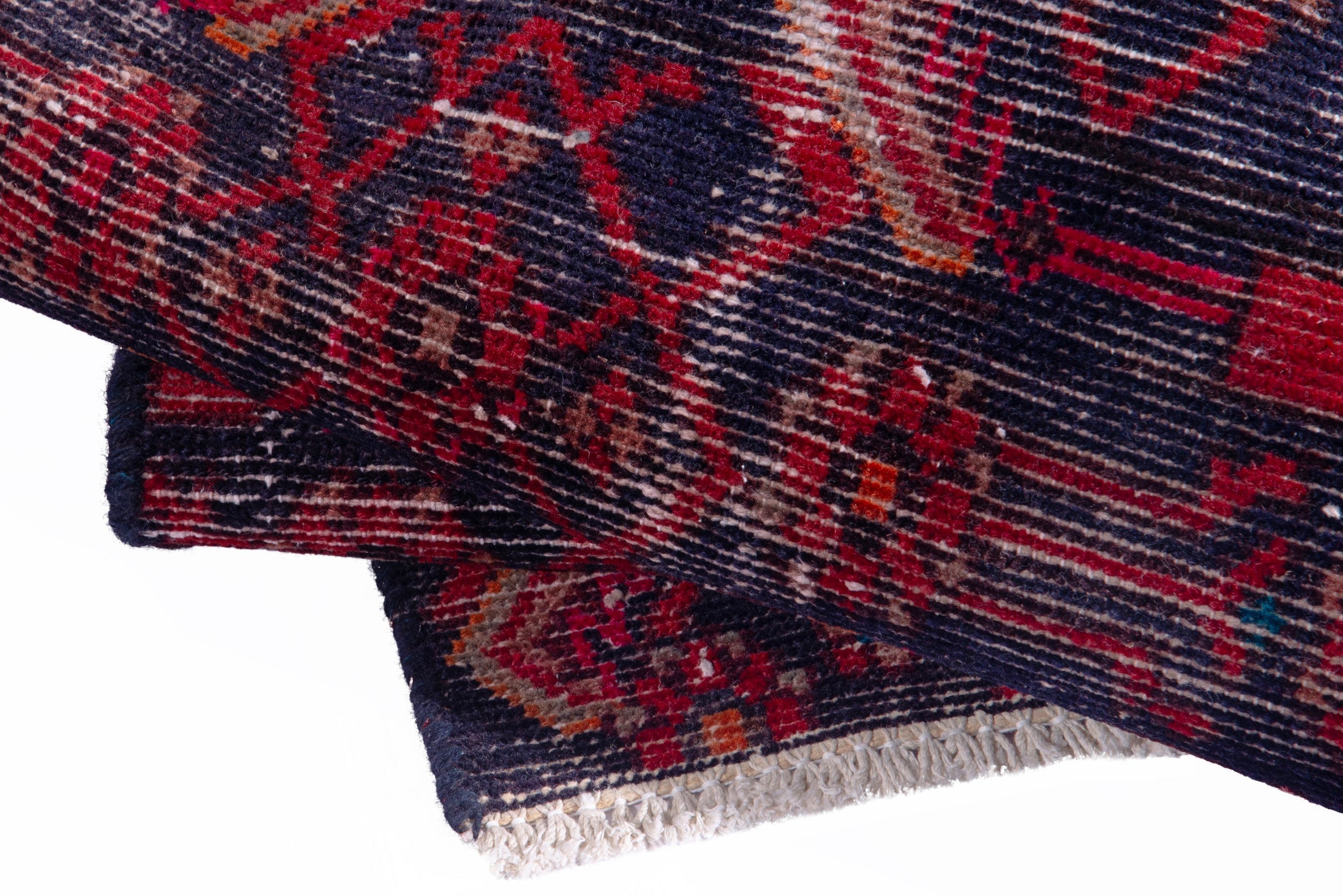 Persian Hamedan accent rug in burgundy and deep red, view 14 of 16