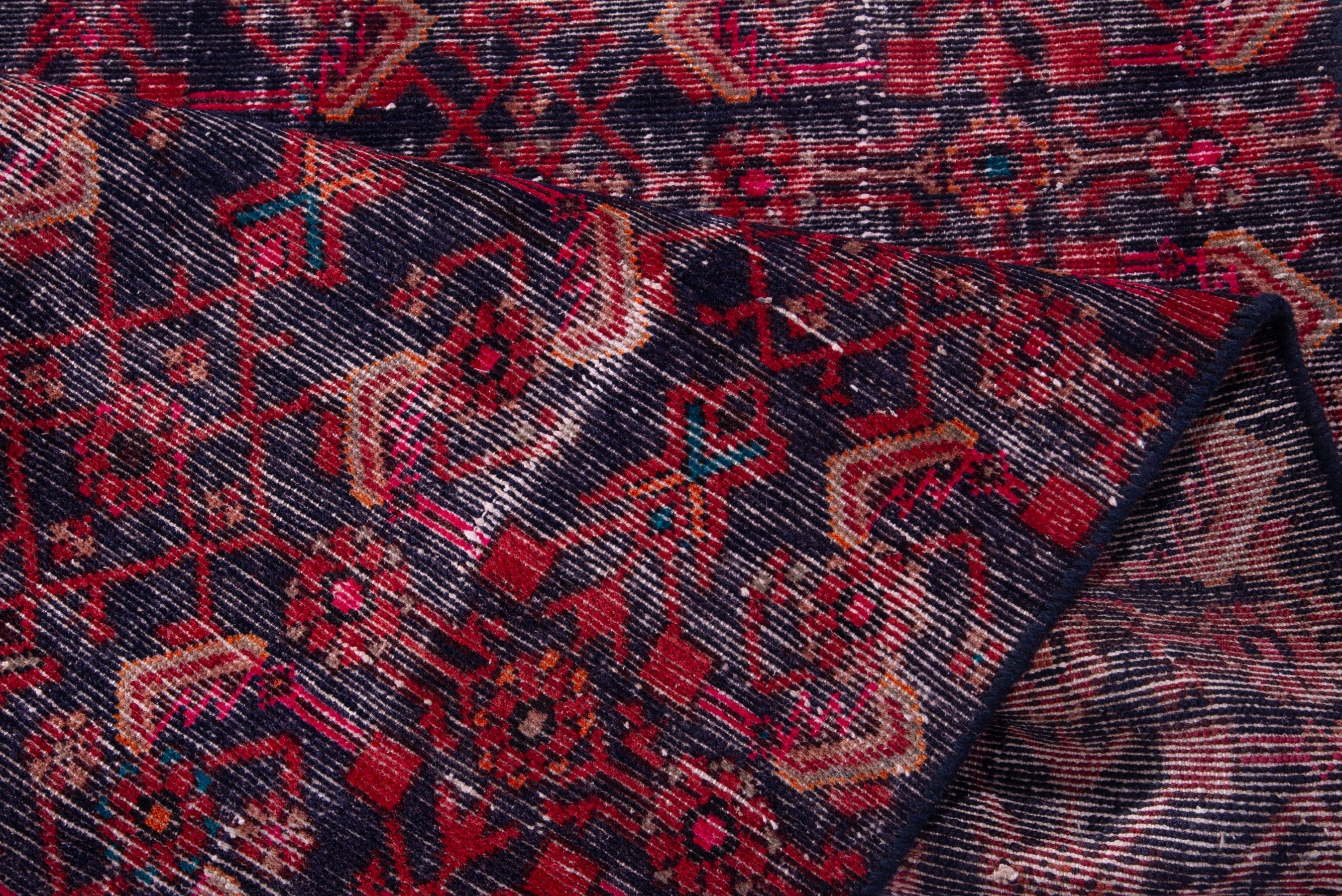 Persian Hamedan accent rug in burgundy and deep red, view 15 of 16