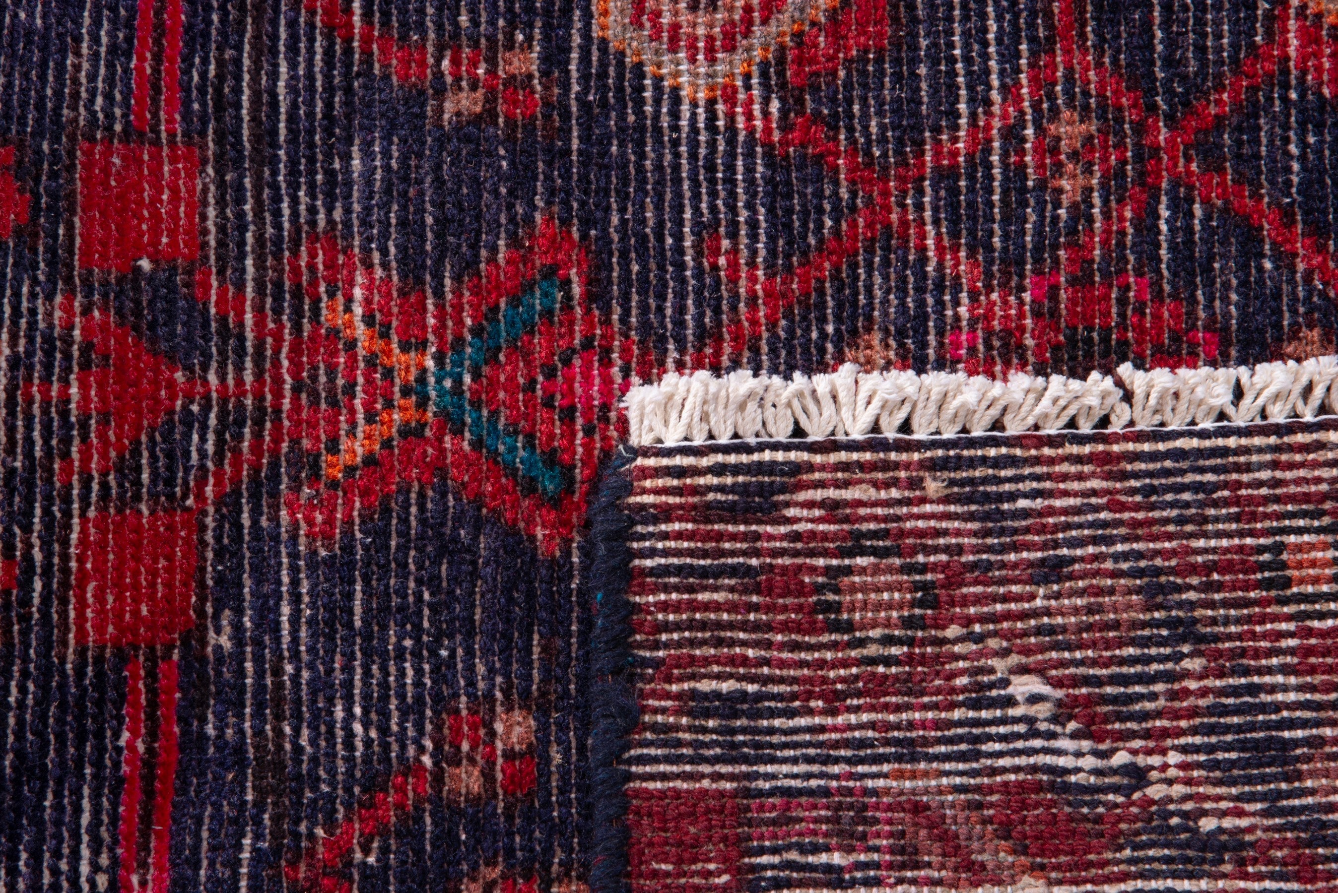 Persian Hamedan accent rug in burgundy and deep red, view 16 of 16