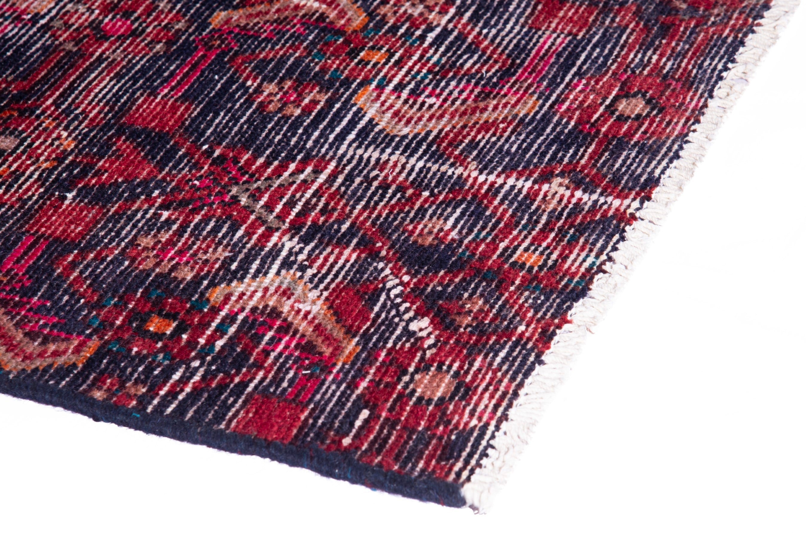 Persian Hamedan accent rug in burgundy and deep red, view 4 of 16