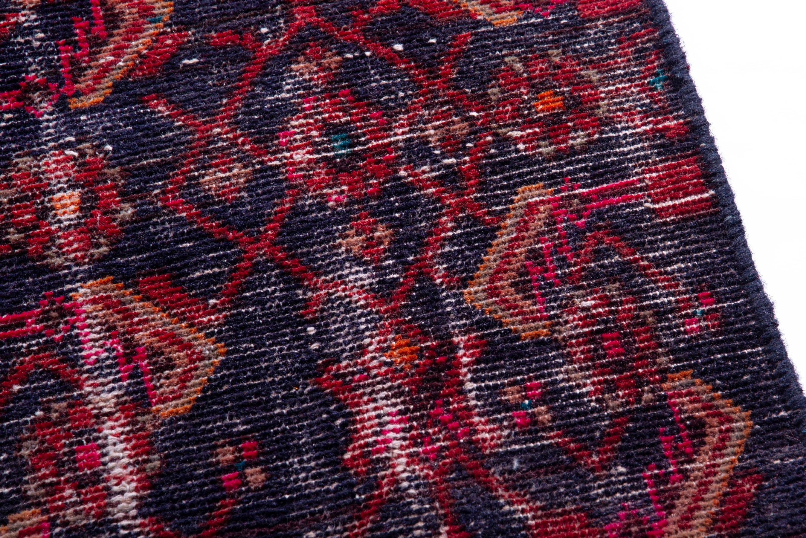 Persian Hamedan accent rug in burgundy and deep red, view 7 of 16