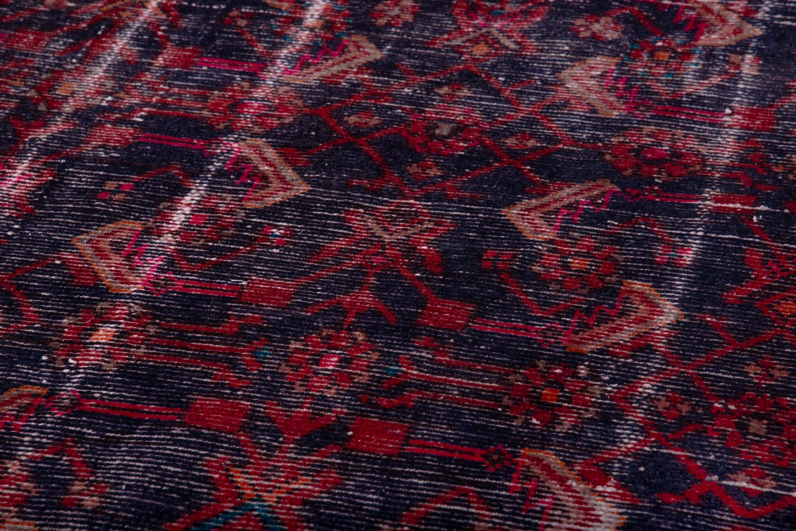 Persian Hamedan accent rug in burgundy and deep red, view 9 of 16